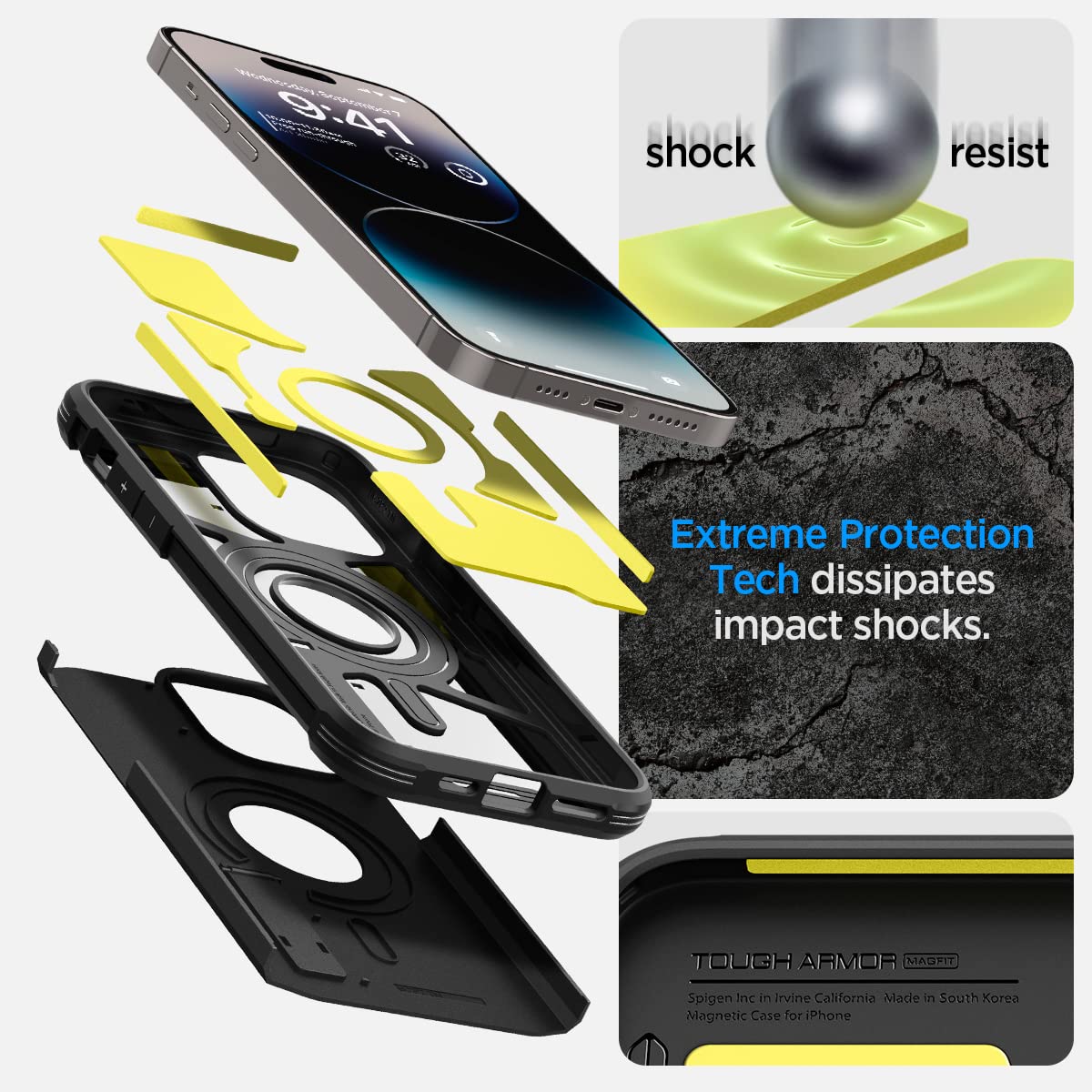 Spigen Tough Armor MagFit Back Cover Case Compatible with iPhone 14 Pro Max (TPU + Poly Carbonate | Black)