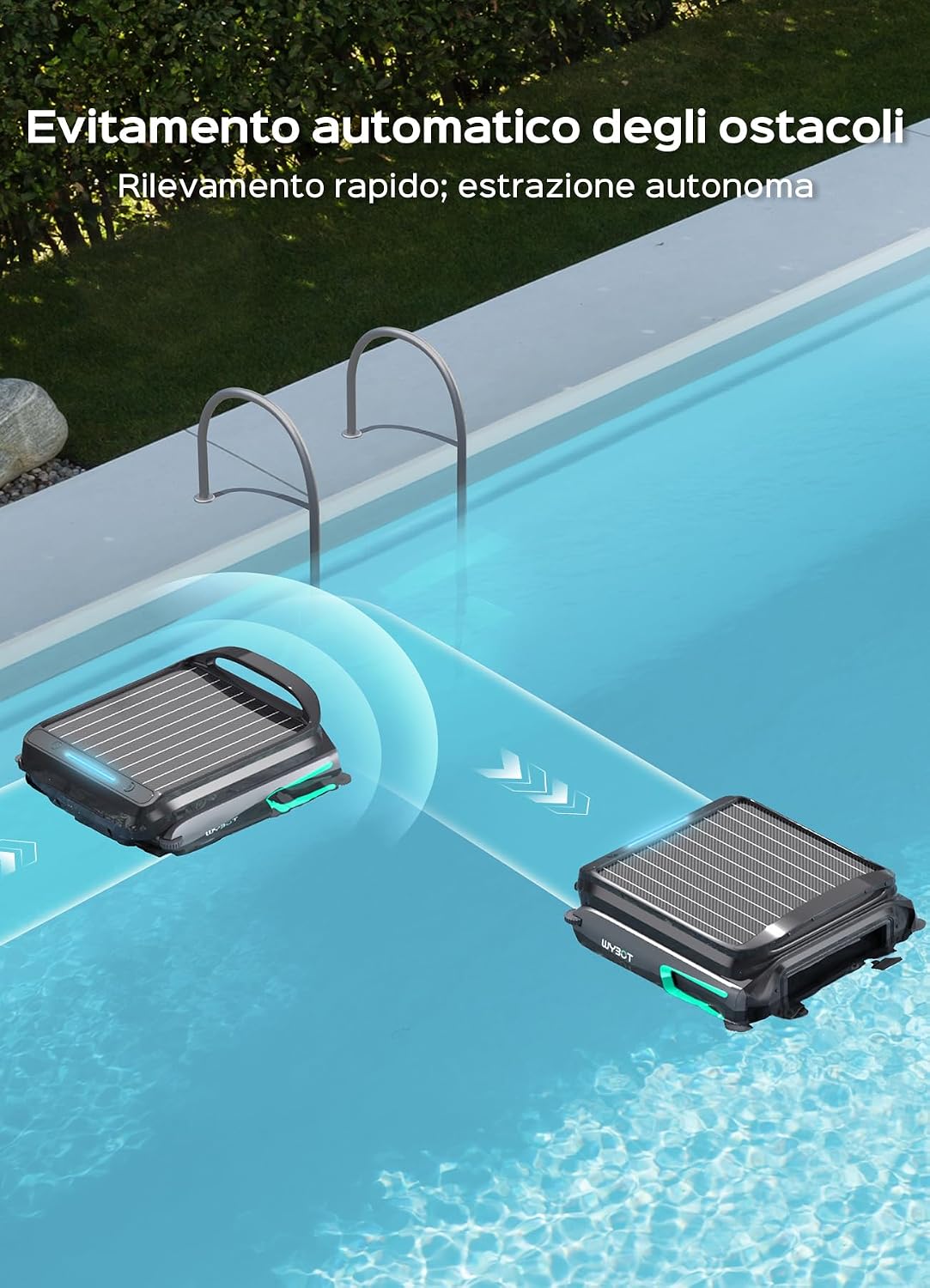 WYBOT F1 Pool Skimmer Robot with Solar & Battery, Cleans the Water Surface Automatically, Controllable via App, 24H Operation, For All Pool Types - Your Wireless Pool Robot, Olive Green