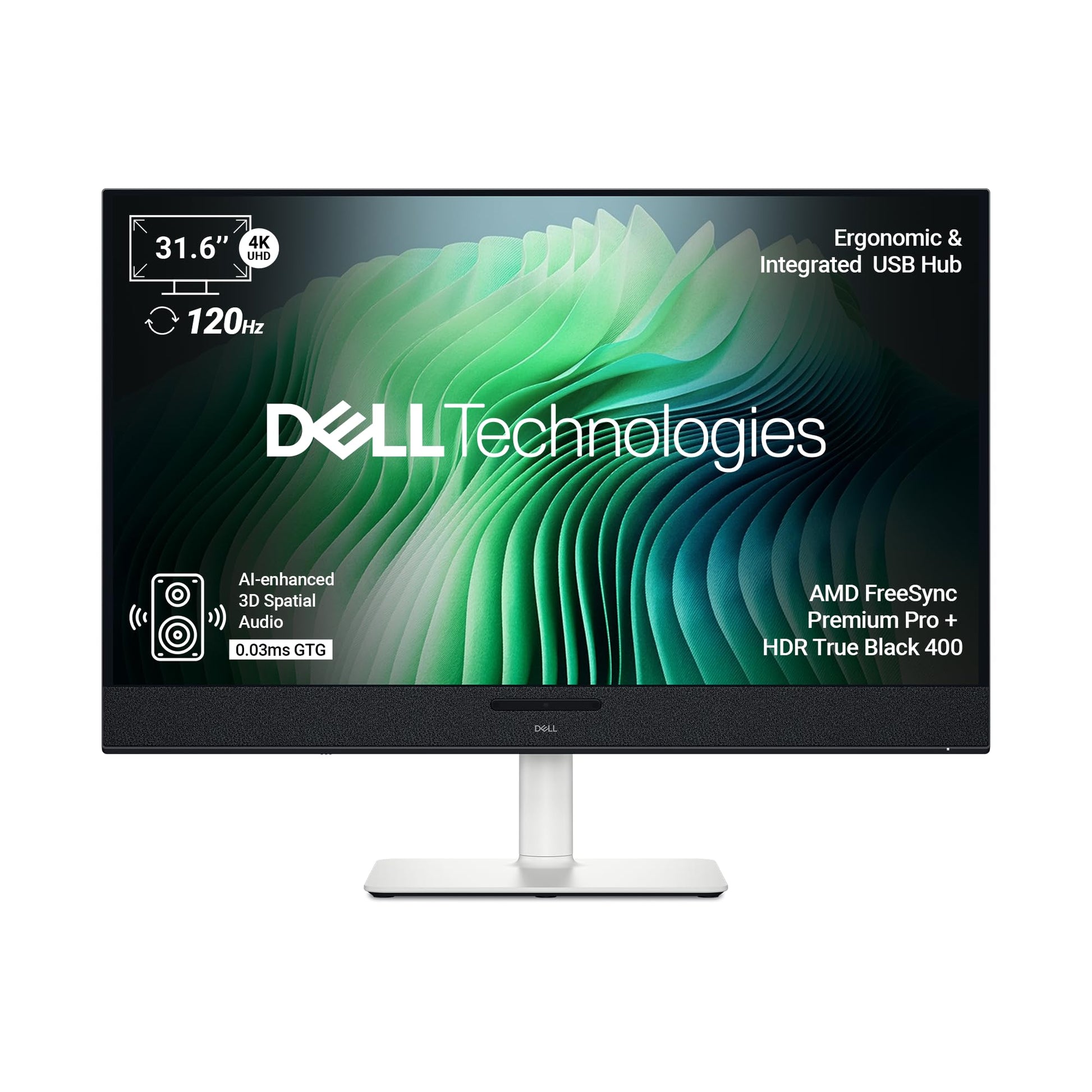Dell S2725QS 27"/68.58 cm 4K Monitor|Titan Grey|IPS 120Hz |350 cd/m2 | 4 ms, Contrast 1,500:1| Tilt, Height, Pivot & Swivel Adjustable|Ports: 2X HDMI| 2 * 5W Speakers|99% SRGB |AMD Freesync Premium