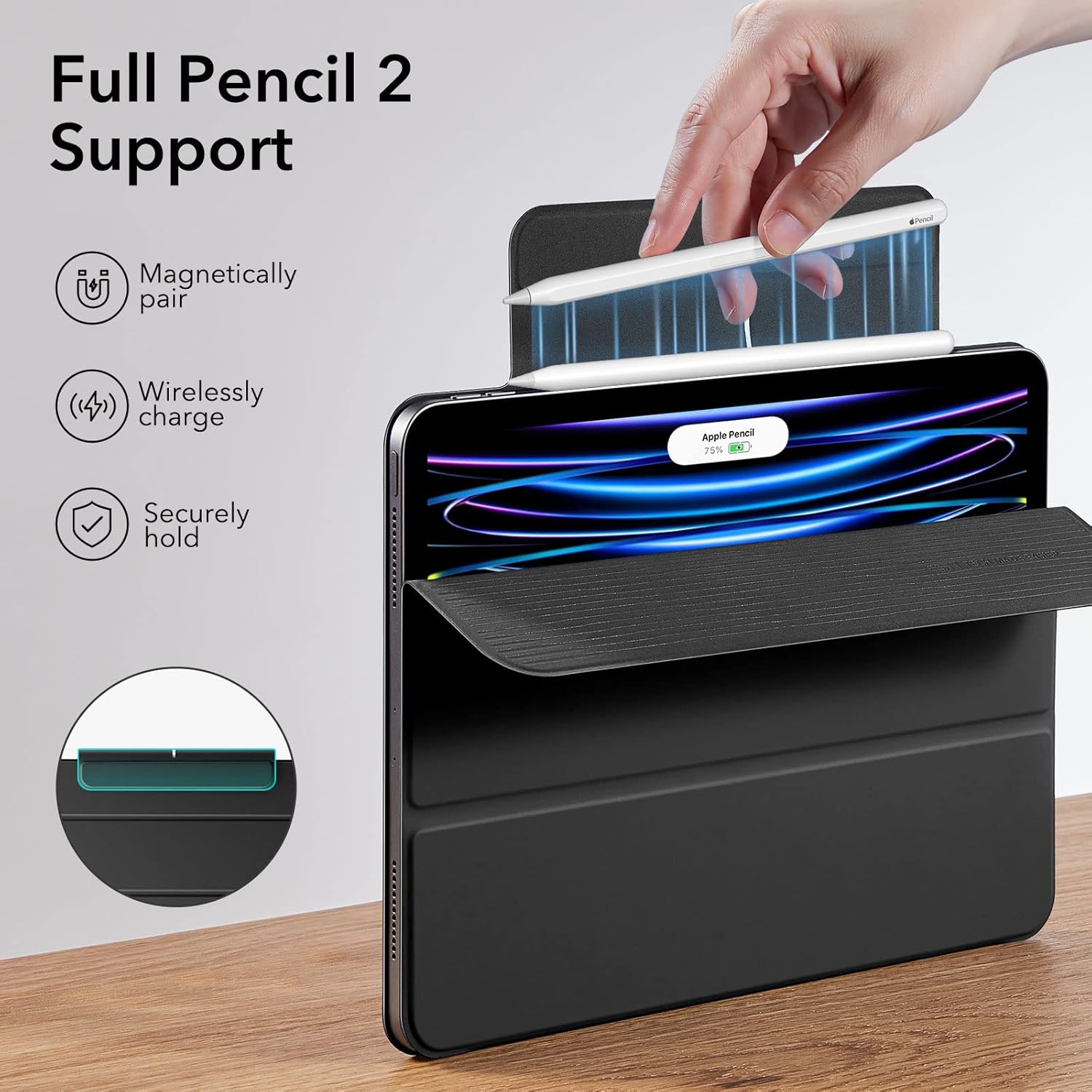 ESR for iPad Pro 11 inch Case (2022/2021/2020, 4th/3rd/2nd Generation), Convenient Magnetic Attachment, Two-Way Stand, Full Pencil 2 Support, Auto Sleep/Wake, Rebound Magnetic Case, Black