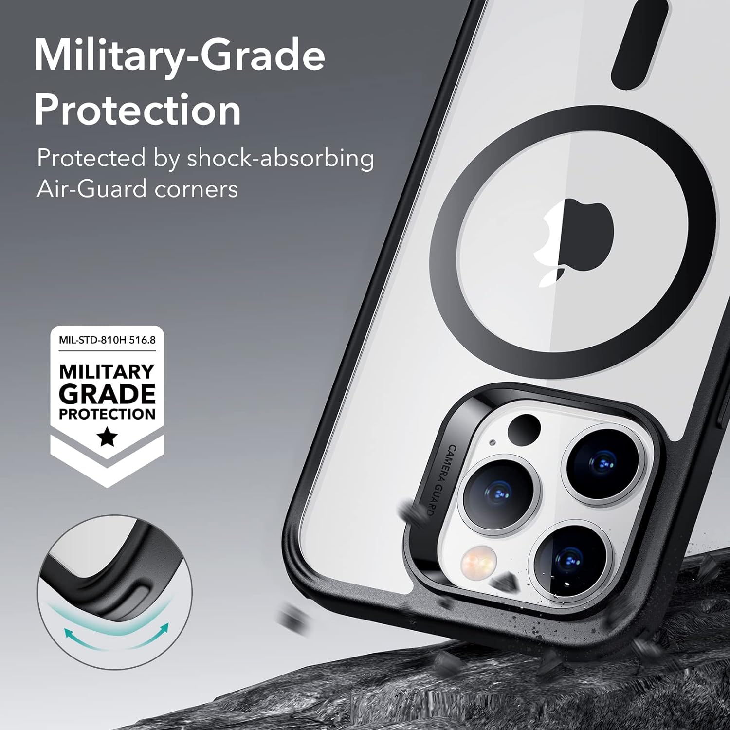 ESR for iPhone 14 Pro Max Case, Compatible with MagSafe, Scratch-Resistant, Thin and Slim, Classic Shockproof Military-Grade Protection, TPU, Magnetic Back Cover, Clear Black