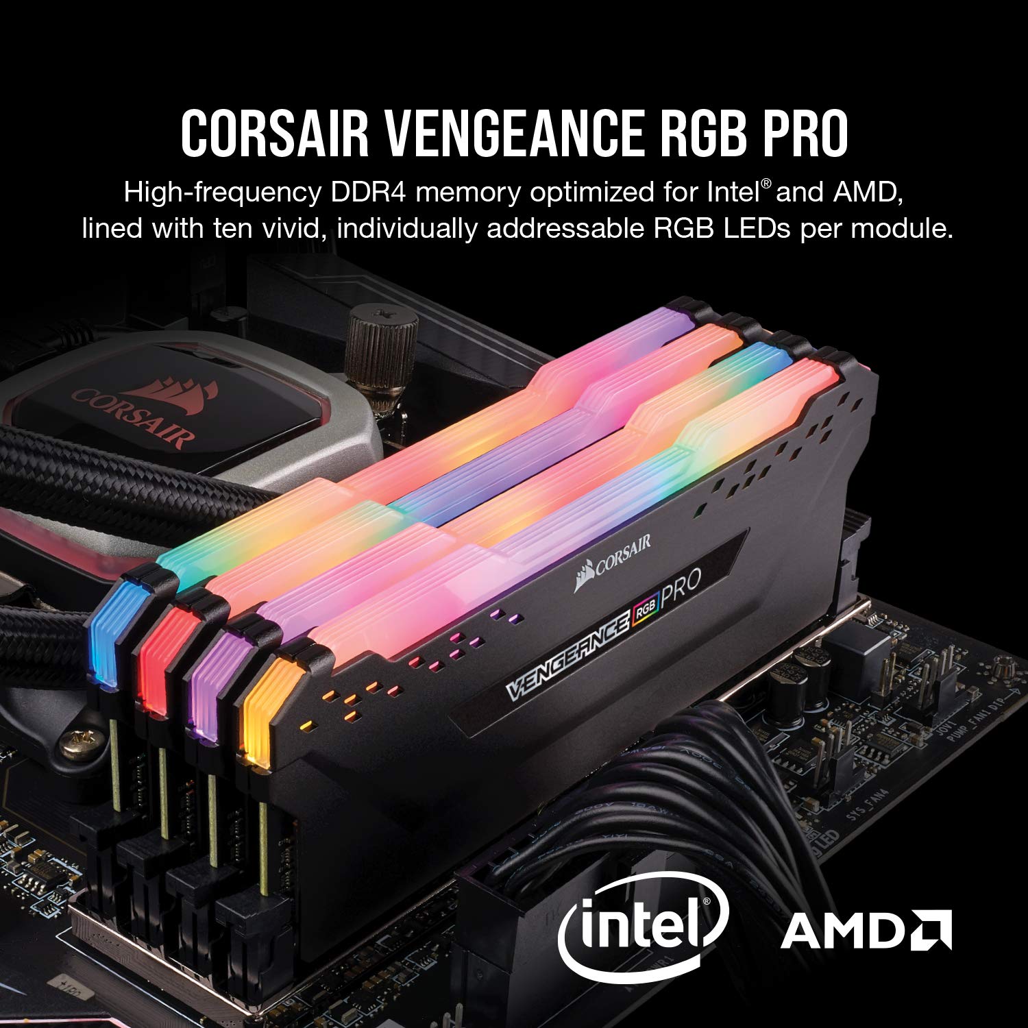 CORSAIR Vengeance RGB PRO 32GB (2x16GB) DDR4 3600 (PC4-28800) C18 AMD Optimized Memory Black