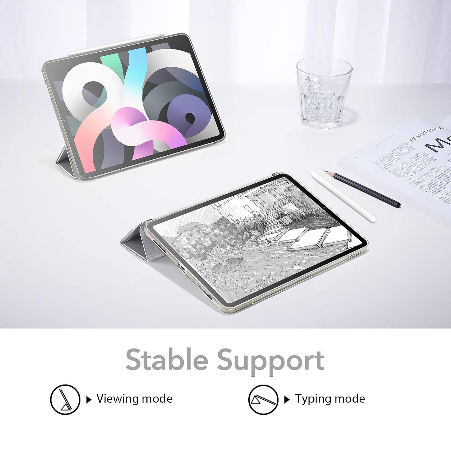 ESR for iPad Air 4th Generation Case (2020), Slim and Lightweight, Auto Sleep/Wake, Trifold Stand, Soft TPU Cover, iPad Air 4 Cover, Grey