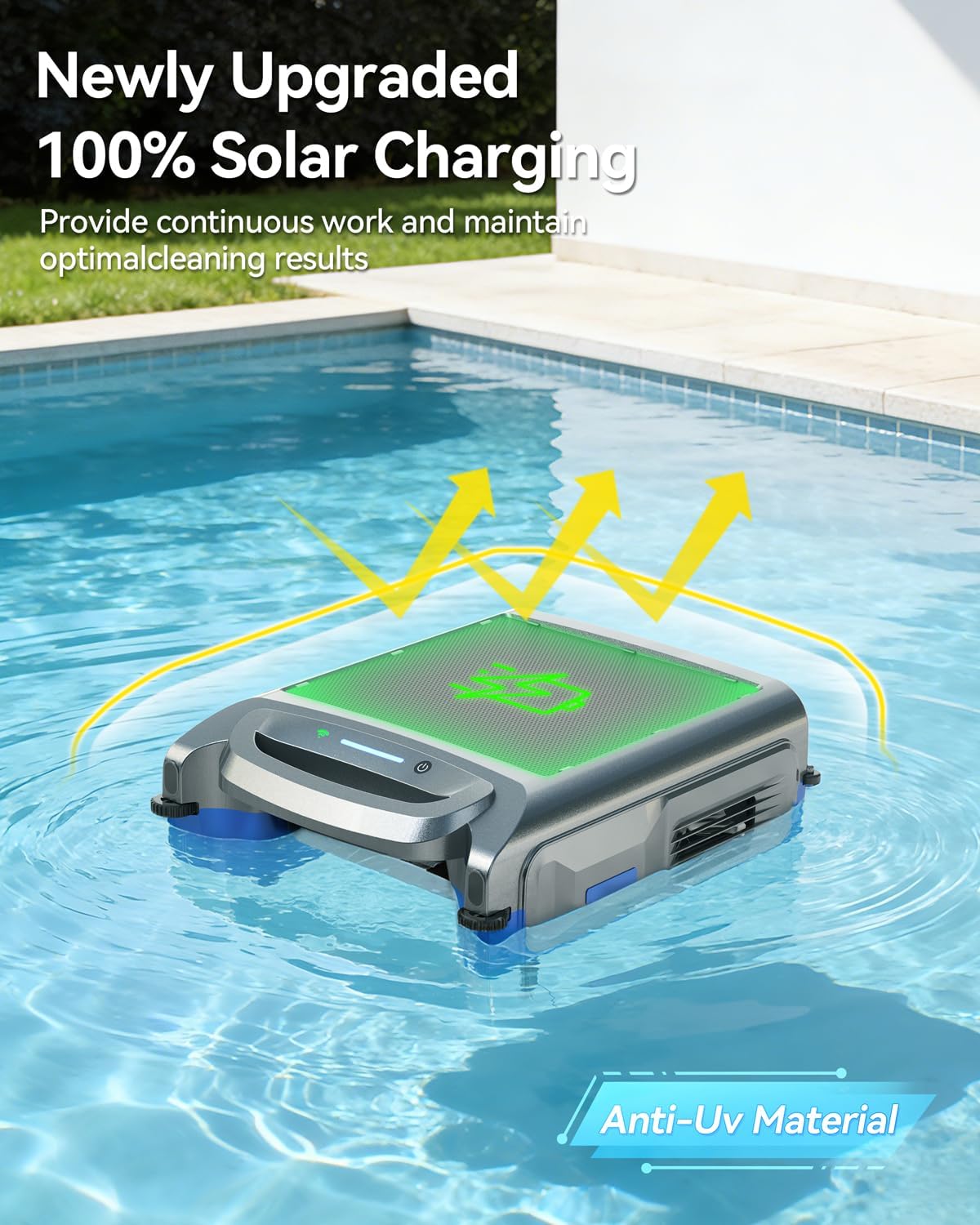2026 New V1T Solar Pool Skimmer, Robotic Pool Surface Skimmer Cleaner with App Control -24/7 Continuous Cleaning Smart Obstacle Avoidance Dual Charging Options Ideal for Above Ground Pool