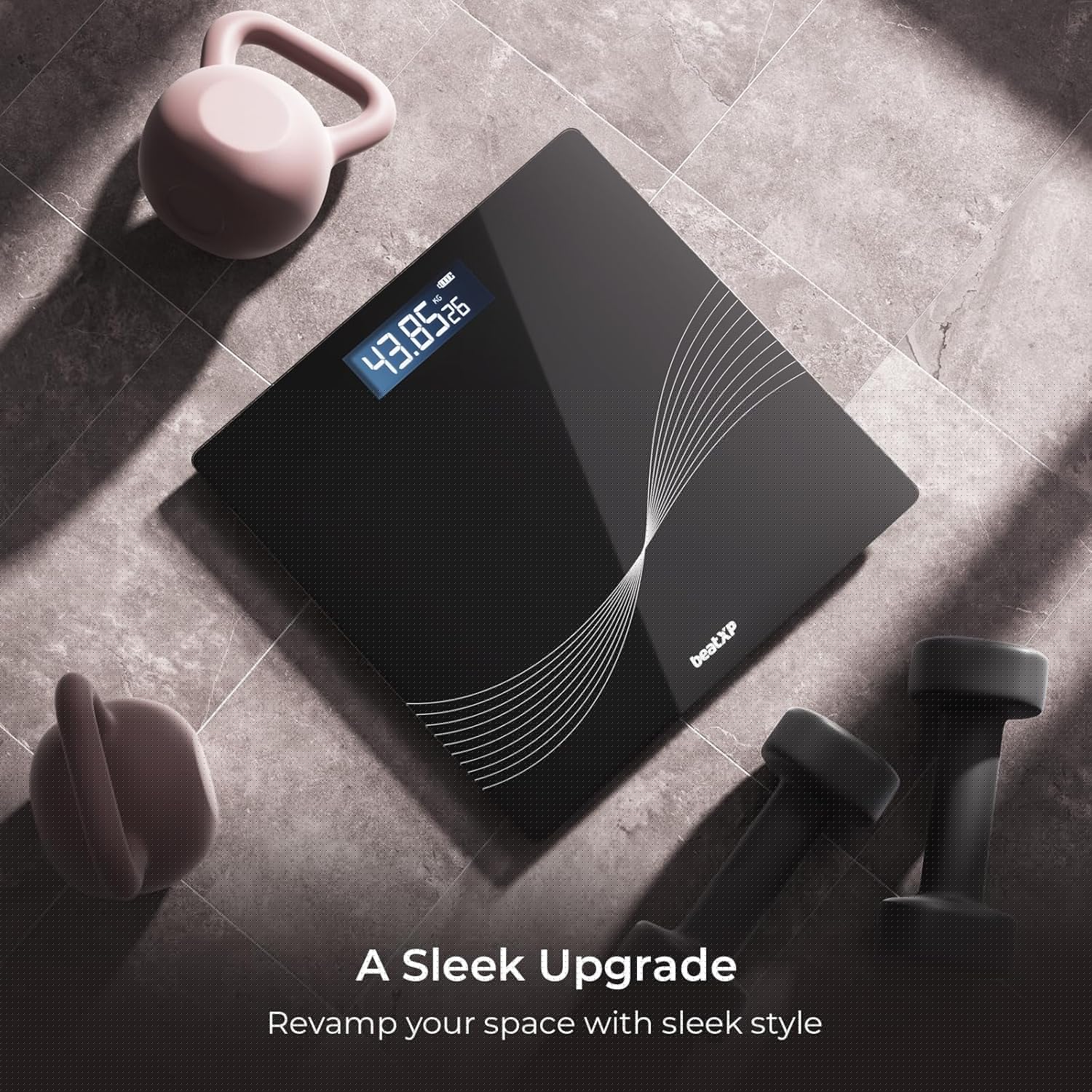 beatXP Wave Weighing Machine with Backlit LCD Panel & 6mm Thick Tempered Glass, Weight Machine for Body Weight with 2 Year Warranty