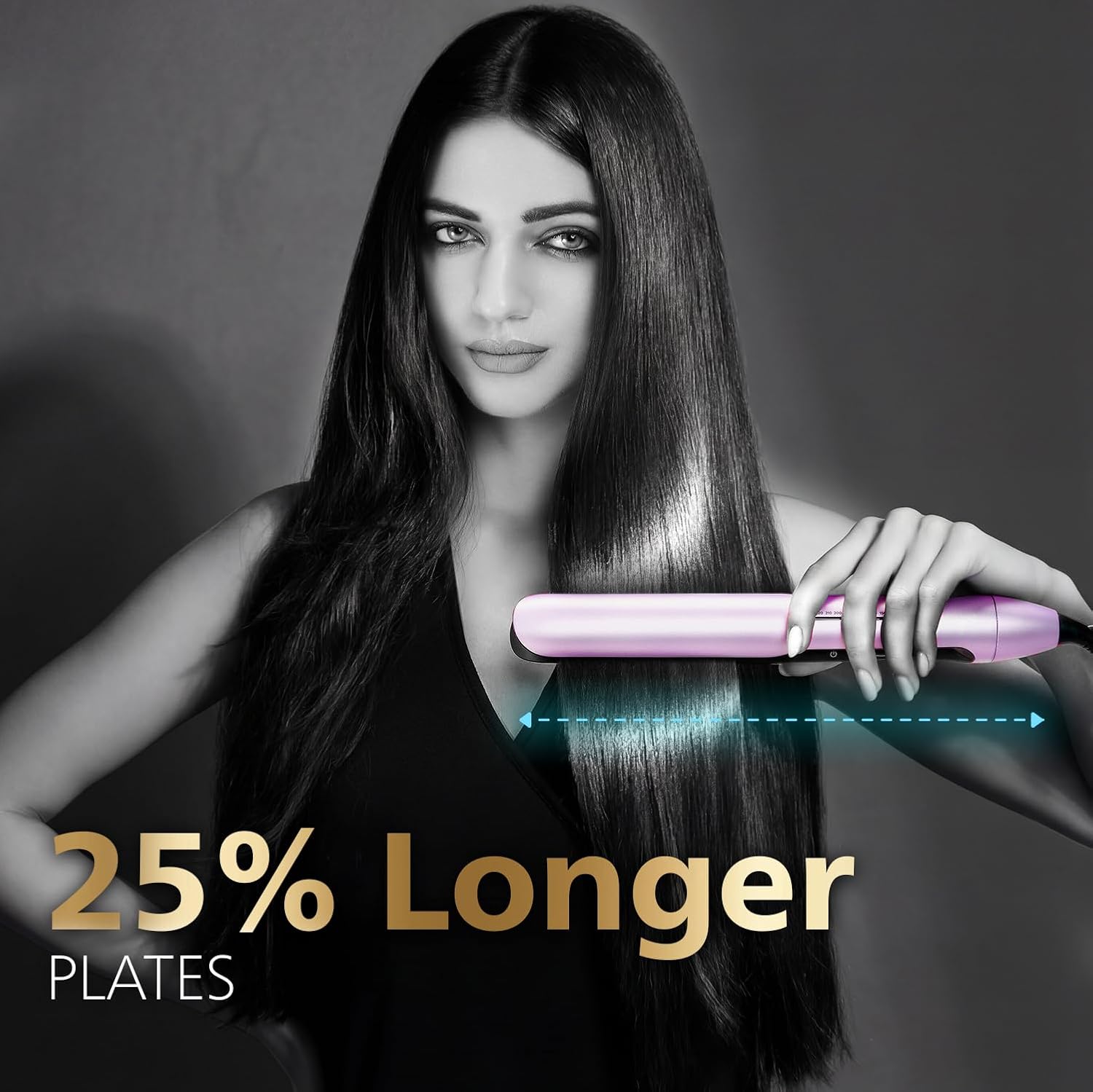 Philips India's No.1 Hair Styling Brand - One Stroke Hair Straightener | 50% Faster Straightening | 3 days salon-like hair | 12 Temperature Settings (120–230°C) Designed for Indian Hair | BHS530