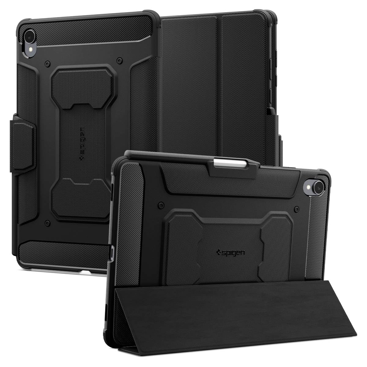 Spigen Rugged Armor Pro for Samsung Galaxy Tab S11 Ultra 14.6inch Full Cover Folio Case with Built in S Pen Holder, Trifold Stand - Black