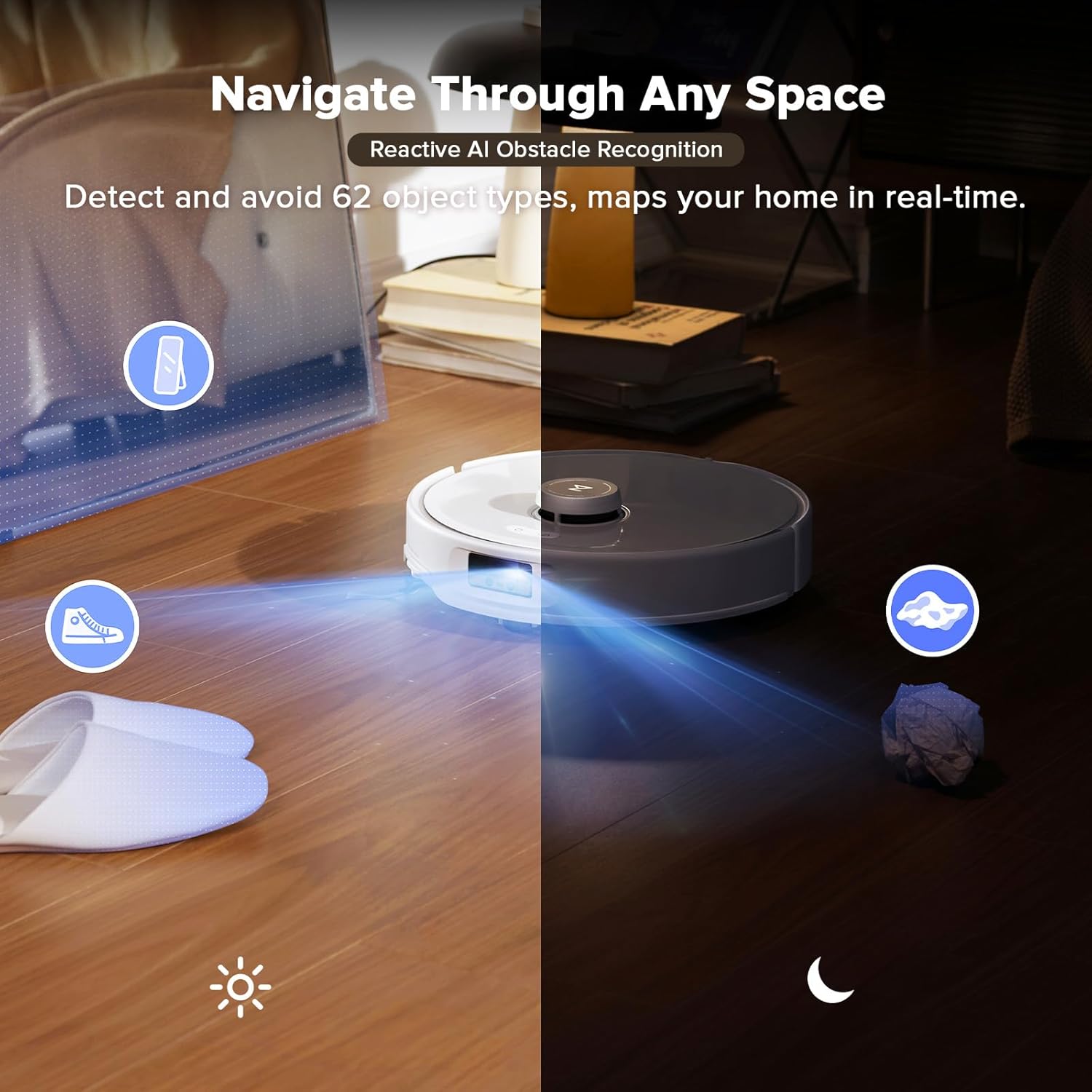 roborock Qrevo Curv Robot Vacuum and Mop, 18,500Pa Suction, Zero-Tangling, AdaptiLift Chassis, FlexiArm Technology, Hot Water Mop Washing & Dock Self Cleaning, Al Obstacle Recognition