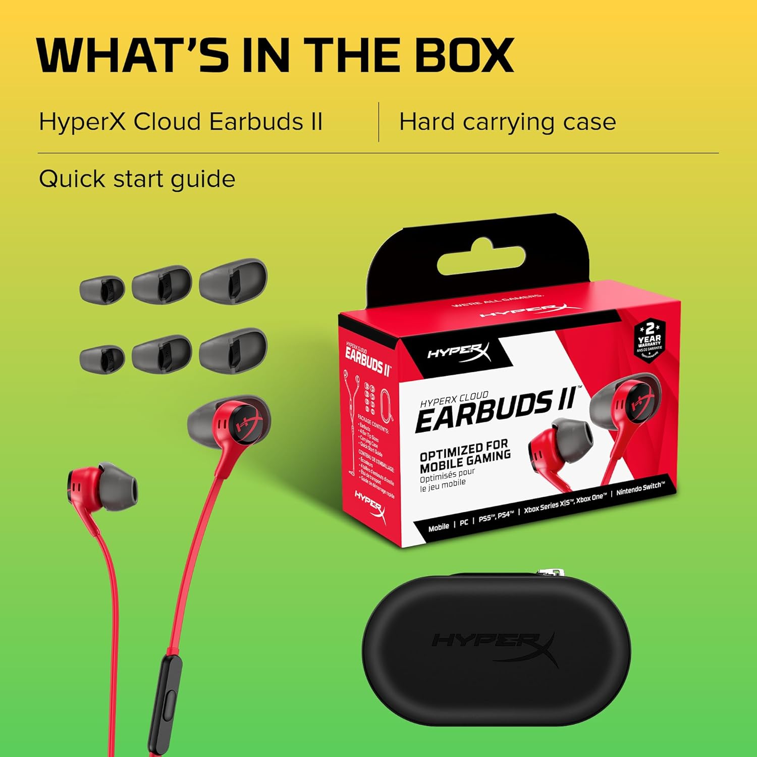 HyperX Cloud Earbuds Ii Gaming Earbuds with Mic-Red (705L8Aa),in Ear,Wired