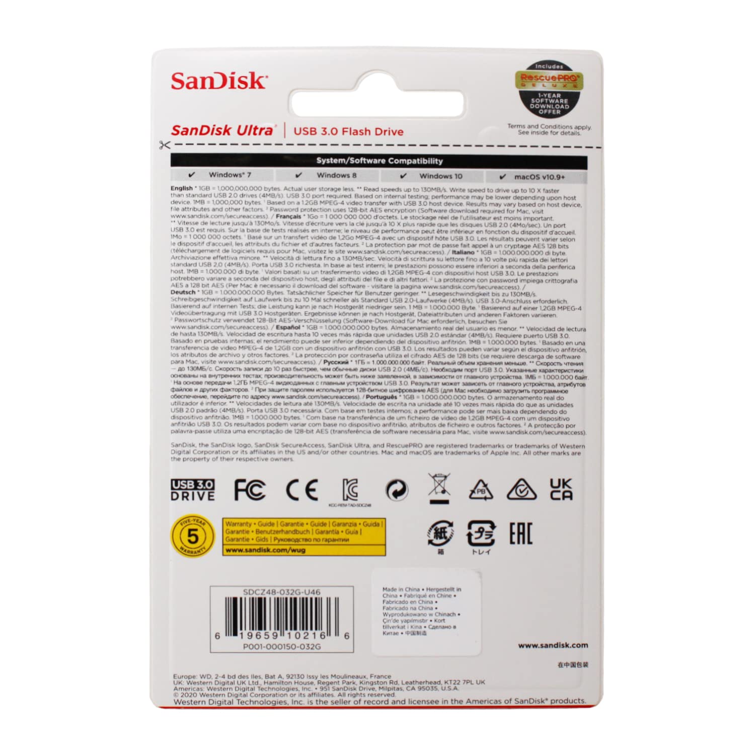 SanDisk Ultra SDCZ48-032G-U46 32GB USB 3.0 Flash Drive