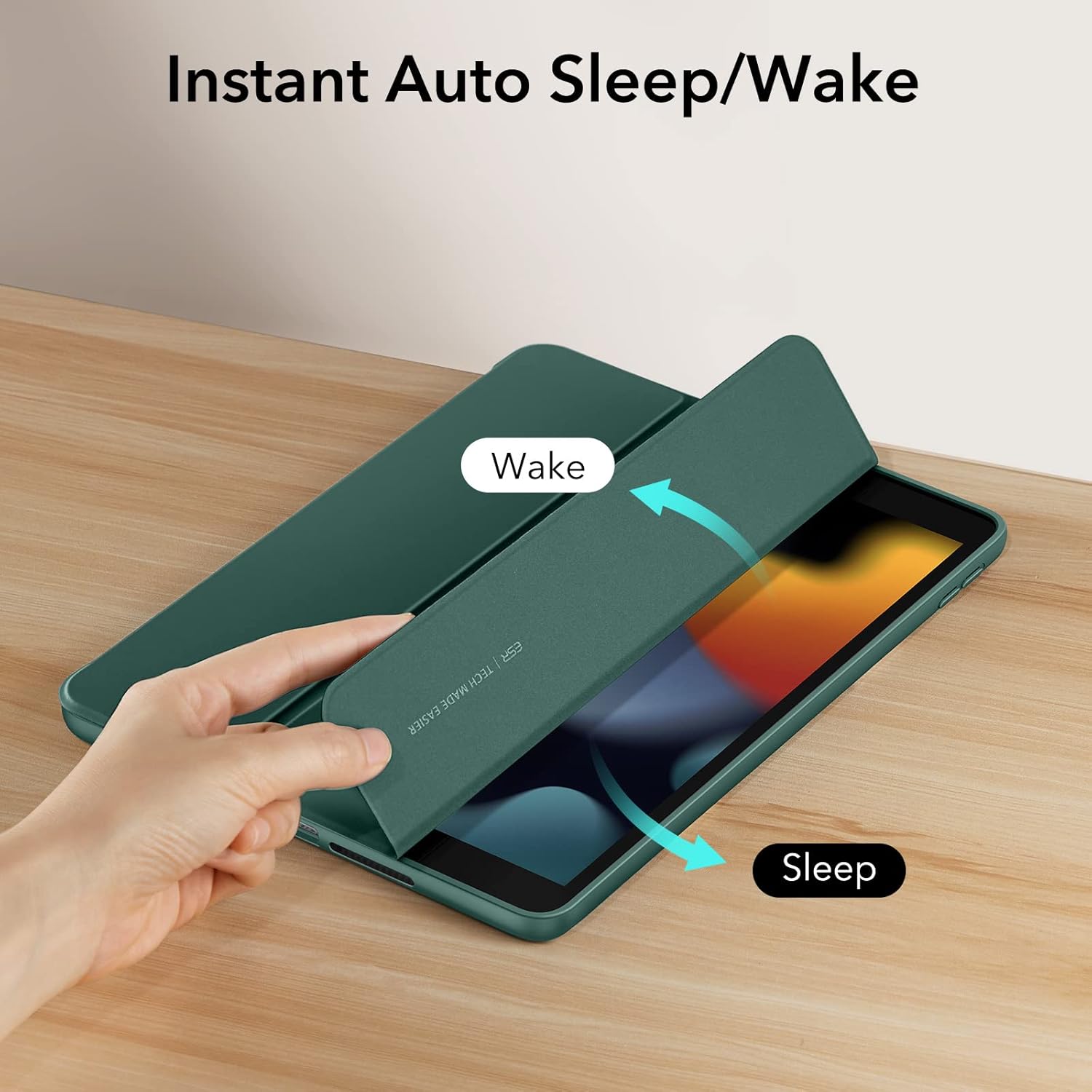 ESR for iPad 9th/8th/7th Generation Cover, iPad 10.2 Case (2021/2020/2019 Models), with Pencil Holder, Trifold Viewing Stand, Auto Sleep/Wake Cover, Rebound Series Case, Frosted Green