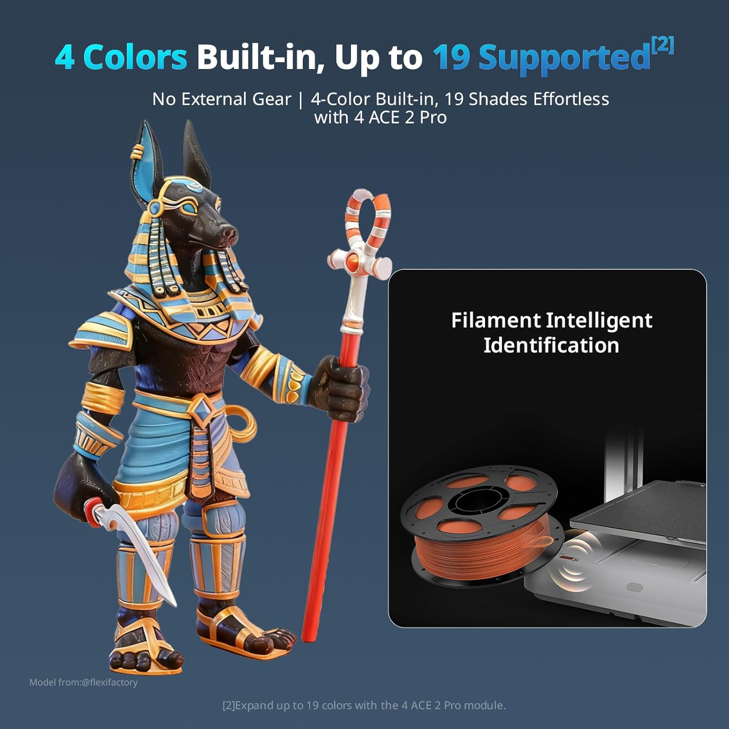 Anycubic Kobra X Multicolor 3D Printer, Easy Setup with Native 4-Color Printing Up 19 Color, 600mm/s Fast 3D Printing, AI Camera, Quiet 45dB, FDM Perfect for Kids Beginners Family Makers Professional