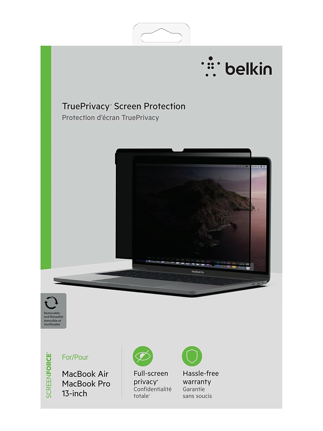 Belkin Plastic Privacy Screen Protector for MacBook Pro/Air 13'' with Anti-Glare & Ultra-Thin & Bubble-Free, Simple and Flawless Application, Full Screen 2-Way Privacy, Clear (Ova013Zz)