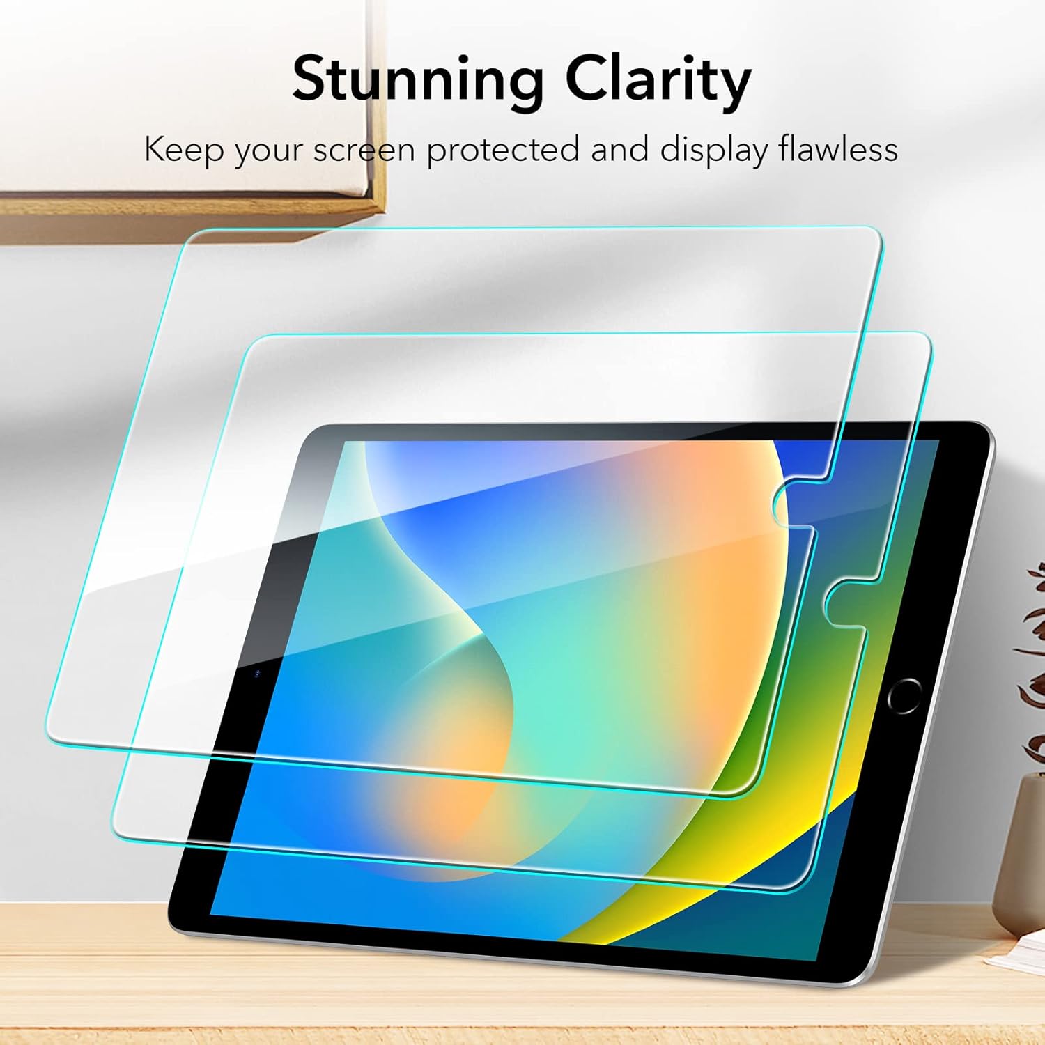 ESR 2 Pack For Ipad 9Th/8Th/7Th Generation Screen Protector (10.2 Inch,2021/2020/2019), Scratch-Resistant 9H Hardness Hd Clear Premium Tempered Glass, Includes Installation Frame For Tablet