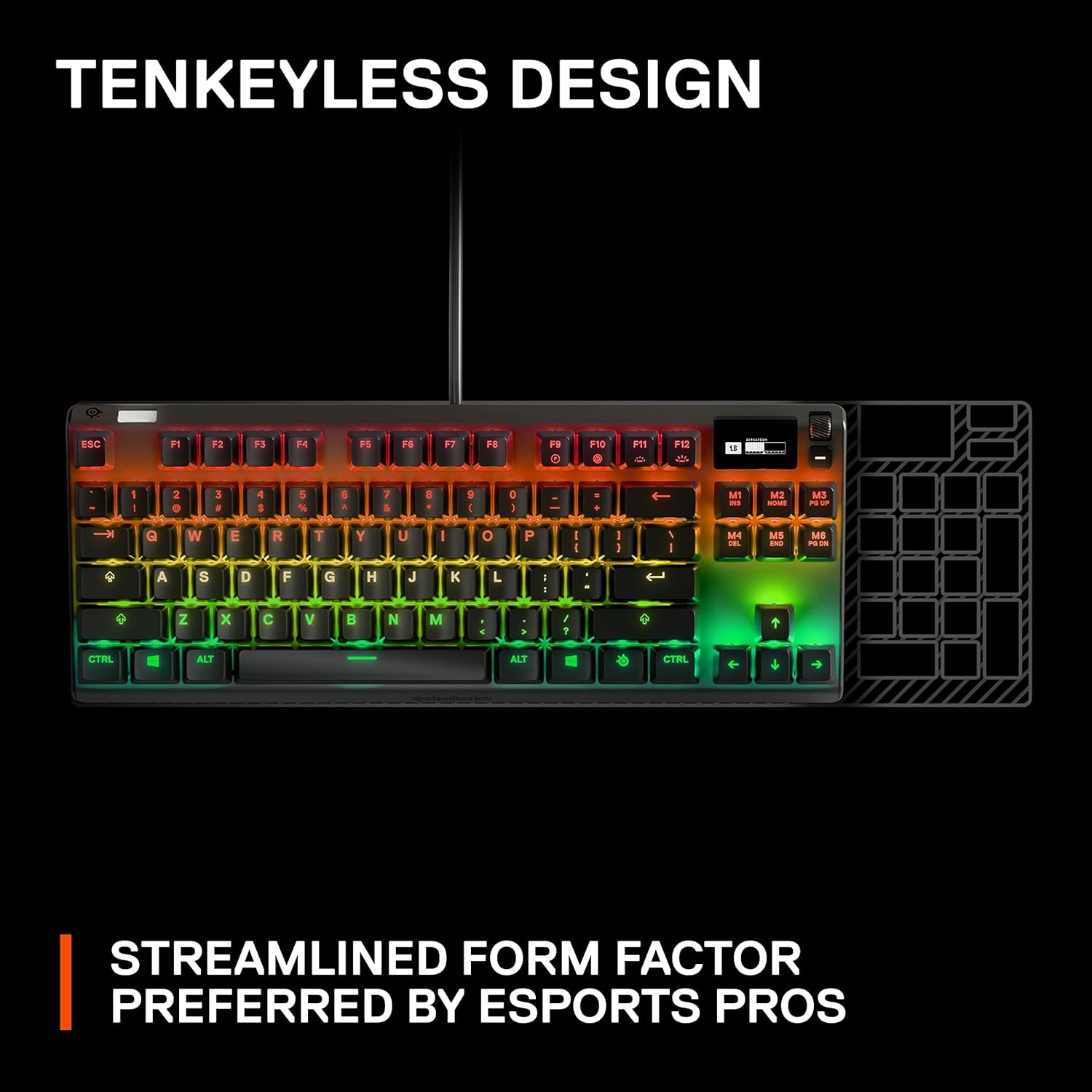 SteelSeries Apex Pro TKL Mechanical Gaming Keyboard Â– World'S Fastest Mechanical Switches Â– OLED Smart Display Â– Compact Form Factor Â– RGB Backlit With Wired Connection, Black