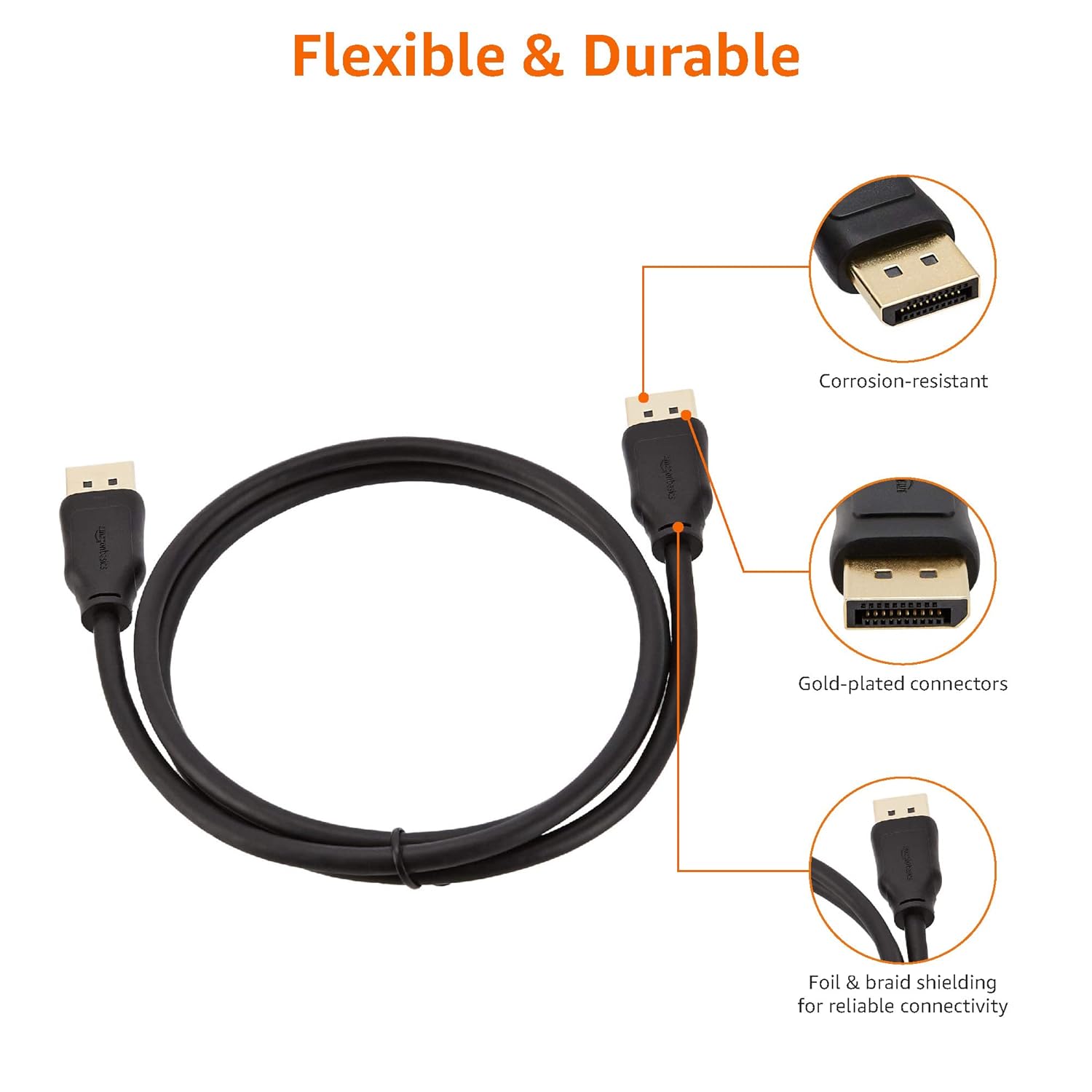 AmazonBasics DisplayPort to DisplayPort Cable - 3 Feet - (Not HDMI Cable)