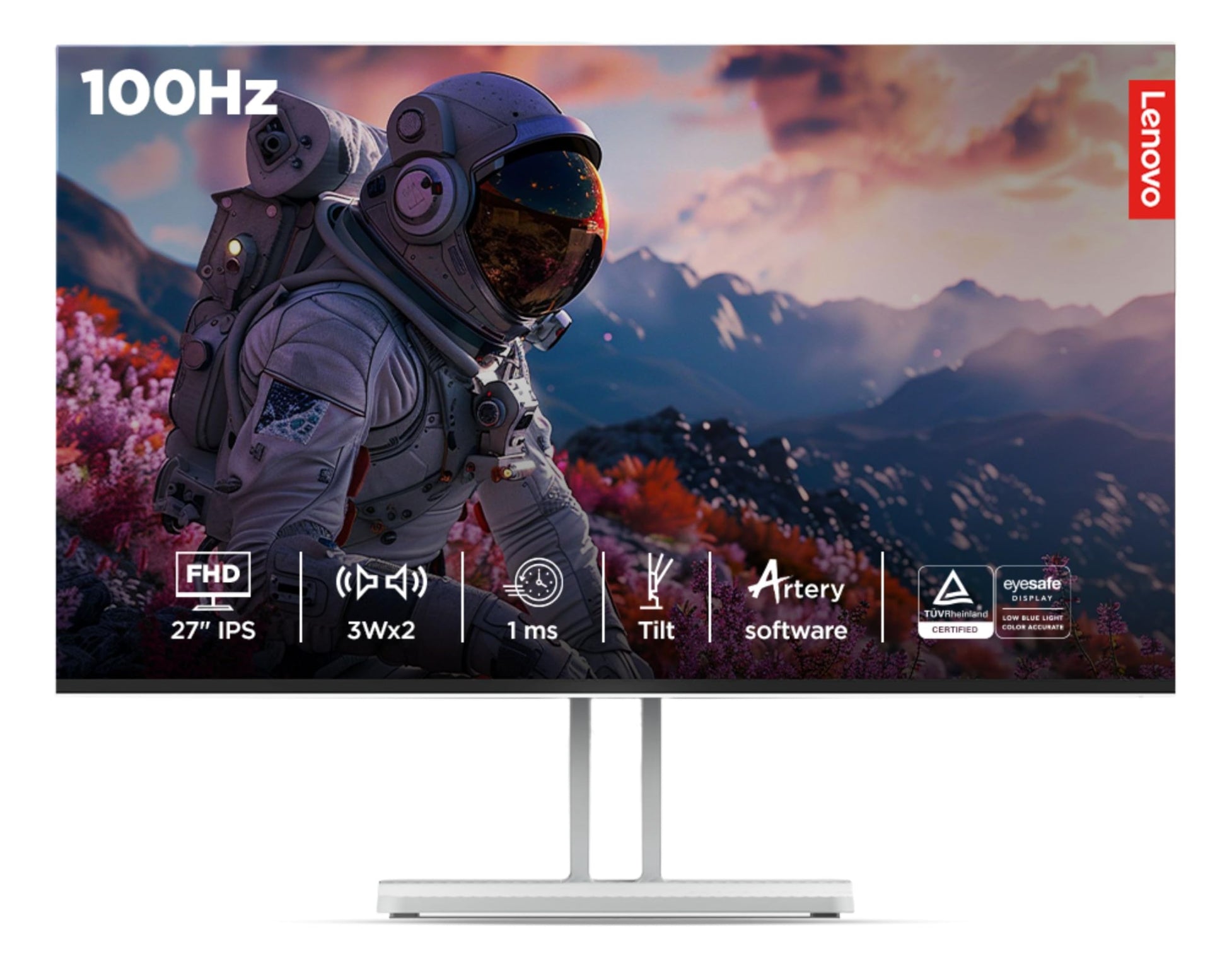 Lenovo L24i-4A, 24 inch (60.45cm), IPS, FHD 1920x1080, 100Hz, Cloud Grey, 1ms, FreeSync, 99% sRGB, 3Wx2 Speakers, HDMI 1.4, VGA, Tilt, Smart Display Customization Artery Monitor