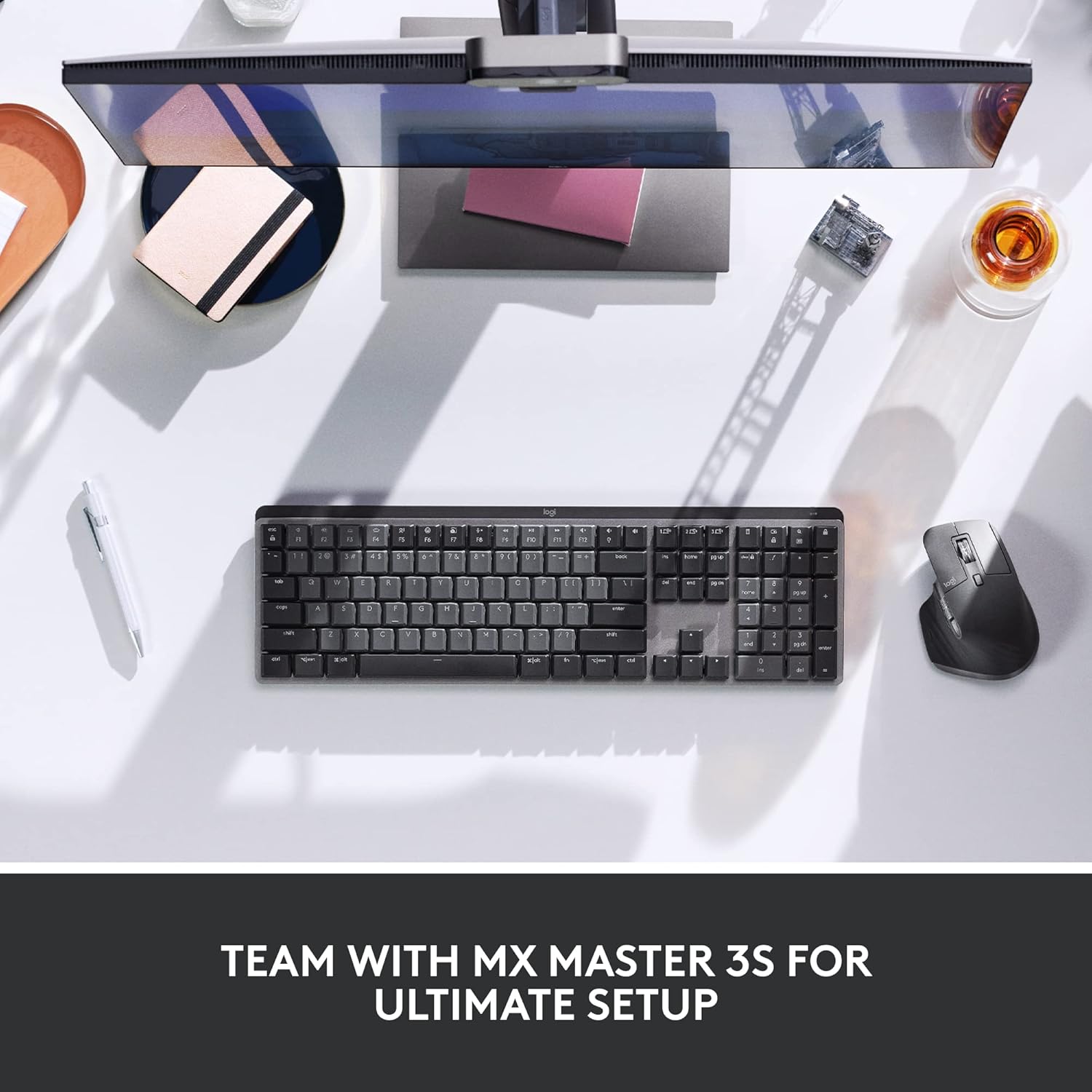 Logitech MX Mechanical Wireless Illuminated Performance Keyboard with Free Adobe Subscription, Linear Switches, Backlit Keys, Bluetooth, USB-C