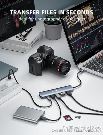 dockteck USB C Hub Multiport Adapter,7-in-1 Metal Shell with 4K 60Hz HDMI, 1Gbps RJ45 Ethernet, 100W Power Delivery, SD/TF Card, USB 3.0 5Gbps Data, for MacBook Pro/Air, iPad Pro, XPS