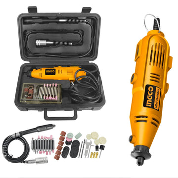 INGCO Mini Grinder Kit, 6 Adjusting Speed, 130w Min Size Electric Grinder Tool Set, Grinding Machine for Jade Carving Wood Punching Metal Grinding Polishing Mini Rotary Die Grinder 52pcs Accessories