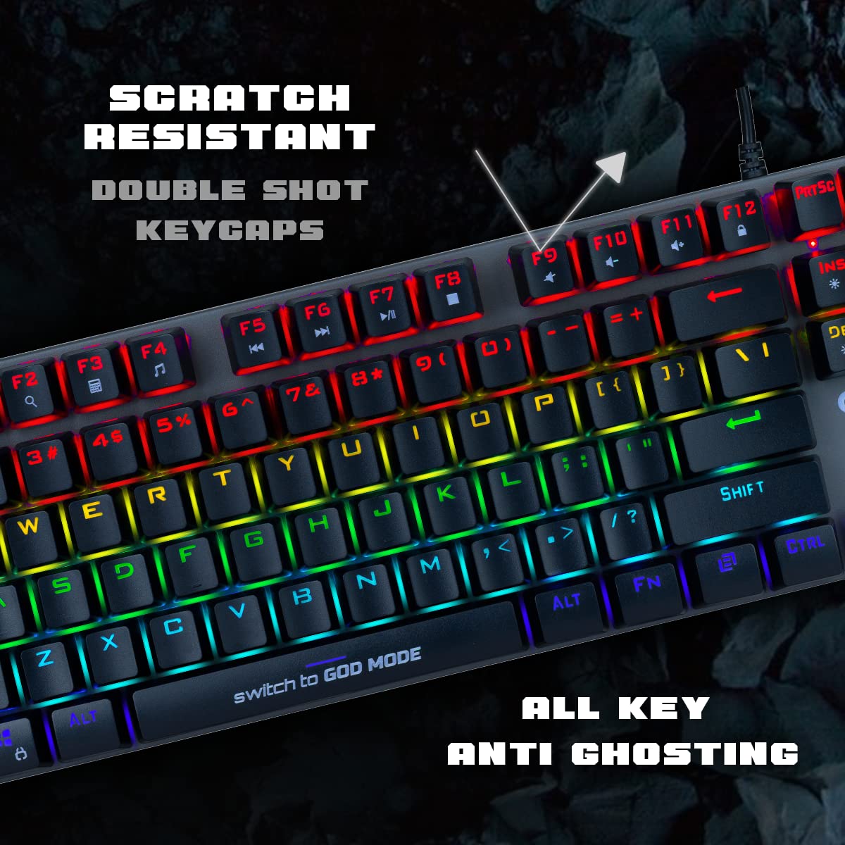 Cosmic Byte CB-GK-25 Pandora TKL Mechanical Keyboard Upgraded with Swappable Outemu Blue Switches and Rainbow LED (Black/Grey)