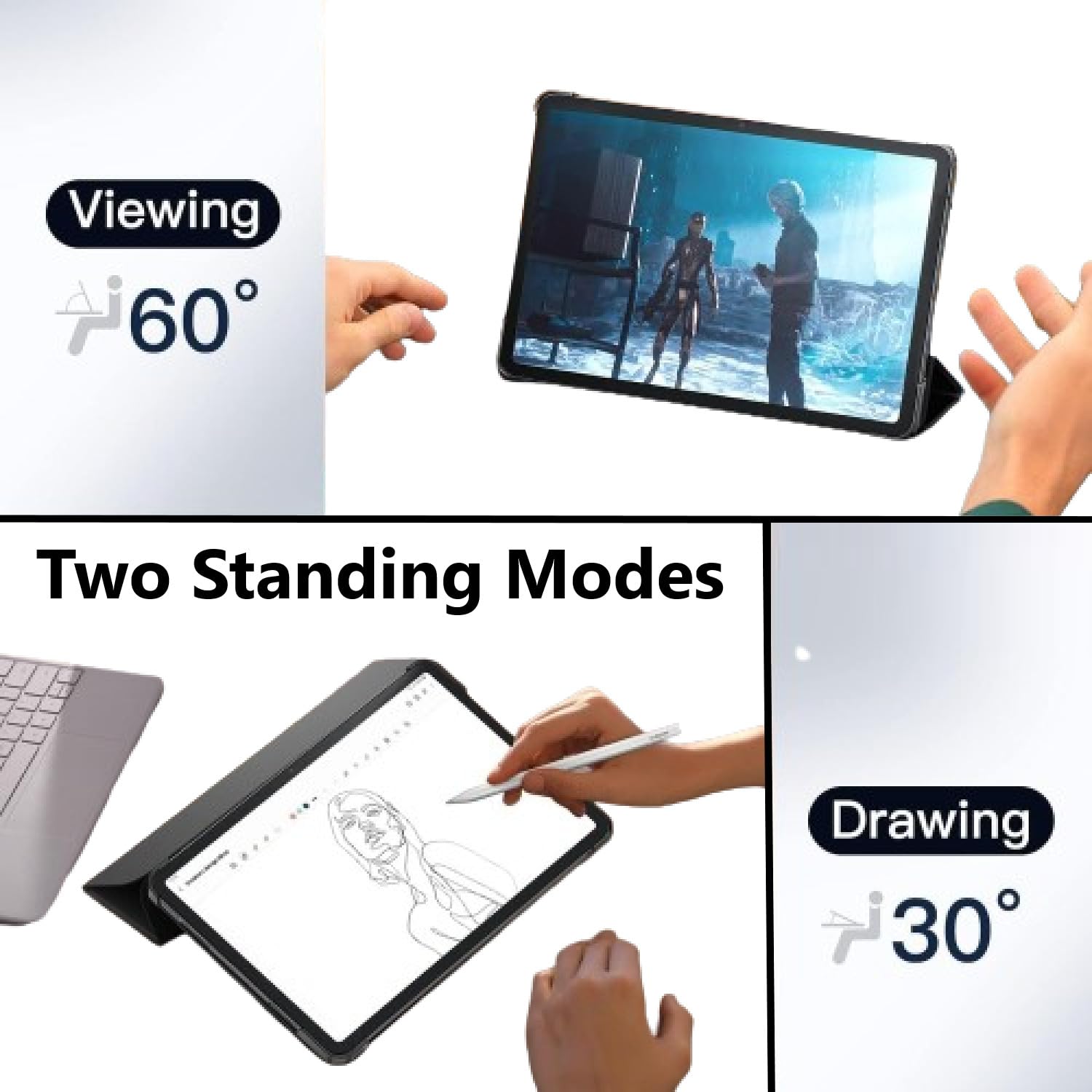 Amazon Basics Trifold Smart Hard Matte Back Cover Flip Stand Case Compatible with Xiaomi Mi Pad 6 11 inch Case Cover [Auto Sleep/Wake Case] - Black