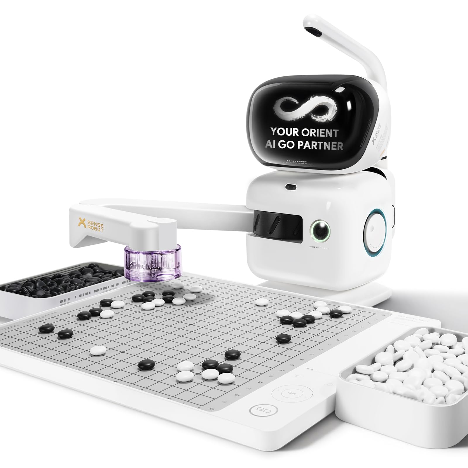 SenseRobot Lite — AI Robotic Chess & International Draughts (10×10) Set | 25 Chess Levels (Elo 200–2900), Epic Duel Elo 3200, Voice Guidance, Screen-Free Play, 1,200+ Lessons, Cloud & OTA