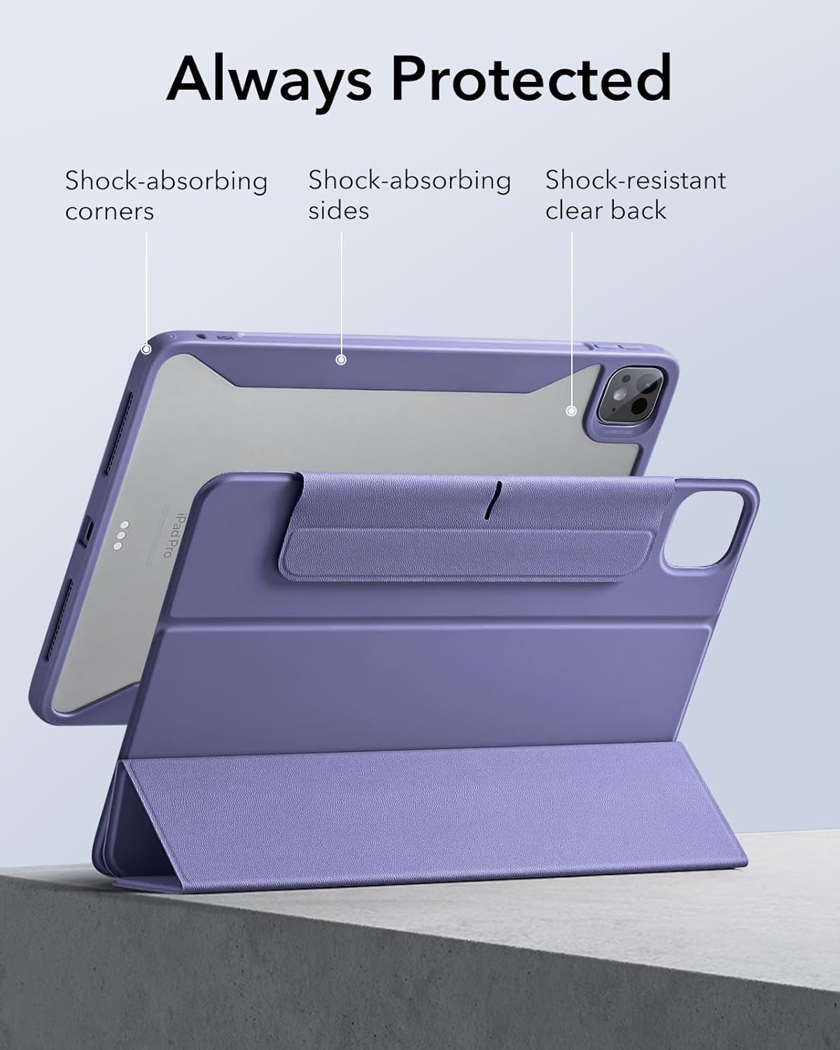 ESR for iPad Pro M5/M4 13 Inch Cover, iPad Pro 13 Case 2025/2024 with Pencil Holder, Removable Magnetic Cover, Vertical Stand, Fully Supports Pencil Pro and Pencil(USB-C), Rebound 360 Series, Purple