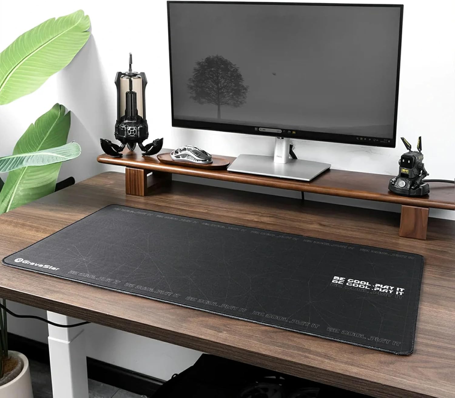 GravaStar Large Gaming Mouse Pad with Non-Slip Rubber Base,Stitched Edge,Desk mat for Laptop,Computer & PC, Wristing Pad for Gamer,Office & Home-Black