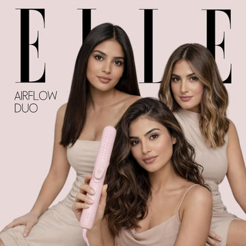 ELLE Hair Straightener Curler Ceramic Plates Airflow Technology | Ceramic-coated plates, airflow technology, fast heat-up, lightweight ergonomic design for home or travel use