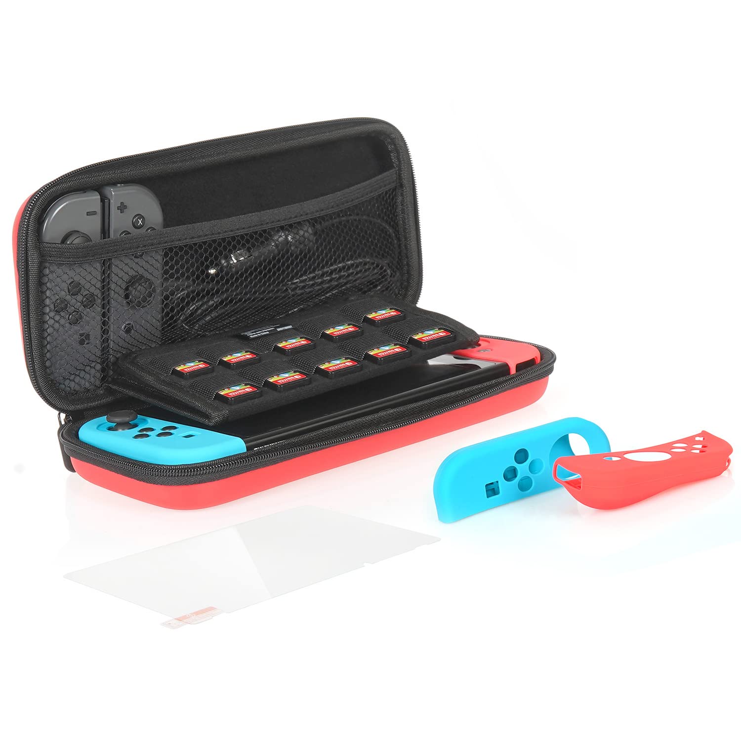 AmazonBasics Starter Kit for Nintendo Switch - Case Only - (Red)