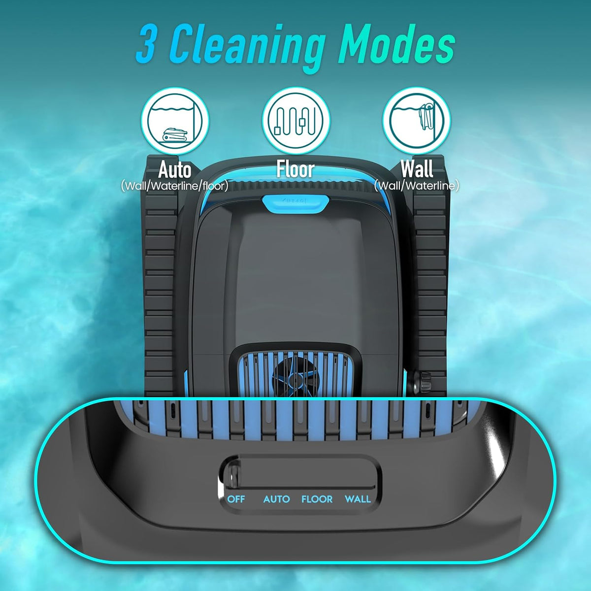 Pool Robot Vacuum, Cordless Robotic Pool Cleaner | 5000GPH, 120min run, Cleans floor/walls/waterline. Auto-park. For inground/above ground pools up to 1830 sq ft.