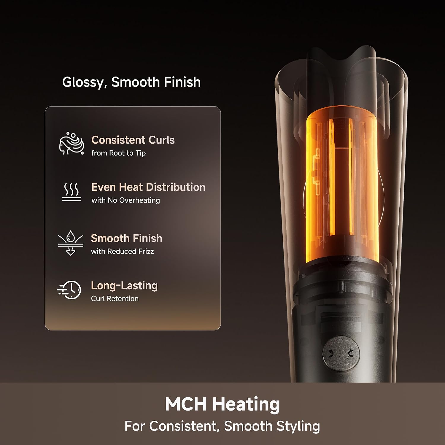 Dreame Air-Auto Automatic Hair Curler, Cool-Set Airflow Curling Wand | 1.25 Inch, 110,000 RPM Motor, 500 Million Ionic, 360°Bi-Directional Curling,MCH Heating, LED Temperature Display