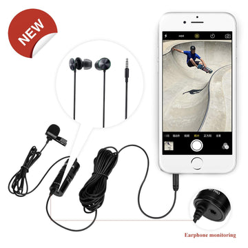 Boya BY-M1 Pro Omnidirectional Lavalier Condenser Microphone with Gain control, Headphone-out, Noise cancellation for iPhone Android Smartphone DSLR Camera Camcorder Audio Recorder YouTube(20ft Cable)