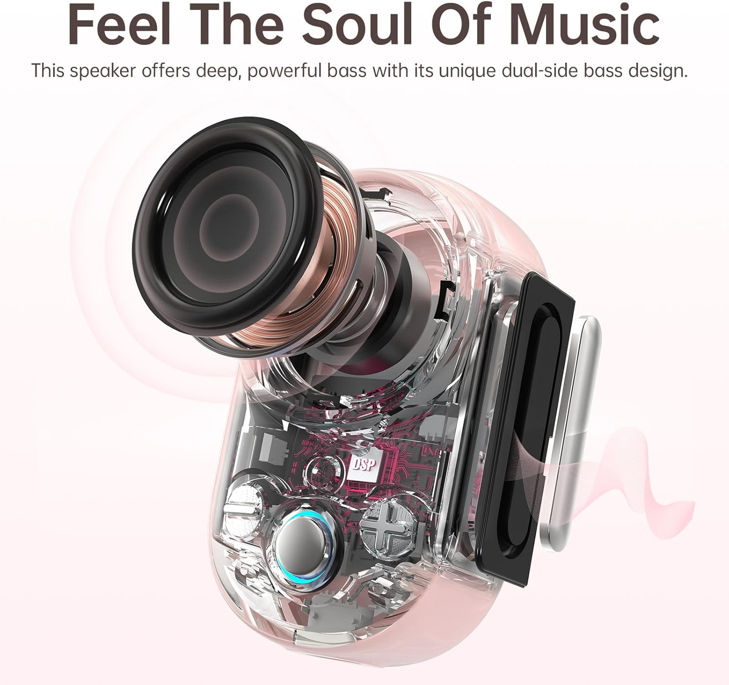 Divoom Itour-S Portable Mini Wearable Bluetooth Speaker, Big Audio and Punchy Bass,Clip-On Design, IP67 Waterproof and Dustproof,10 Hours Playtime,Speaker for Home Travel Office and Outdoors (Pink)