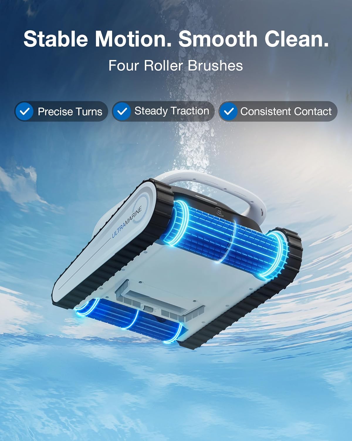 ECOVACS Ultramarine P1 Pool Cleaner Robot, 4800GPH UltraPure Suction, Dual-Layer Filtration, 180 Min Runtime, SmartNavi Navigation, App Control, Cordless Pool Vacuum for Floor & Wall, Up to 1937 sqft
