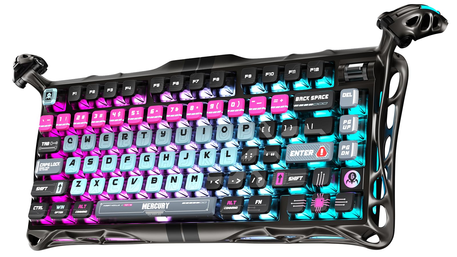GravaStar Mercury V75 Pro 75% Hall Effect Magnetic Switch Gaming Keyboard, Only Wired, Hot‑Swappable, 8000 Hz Polling, Dual‑Zone RGB, Semi‑Aluminum Frame - Neon Graffiti