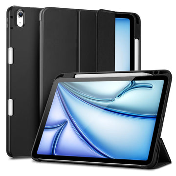 ESR for iPad Air 11 inch Case M3/M2 with Pencil Holder, iPad Air 7th/6th/5th/4th Generation Cover (2025/2024/2022/2020), Trifold Stand with Flexible Back, Auto Sleep and Wake, Rebound Series, Black