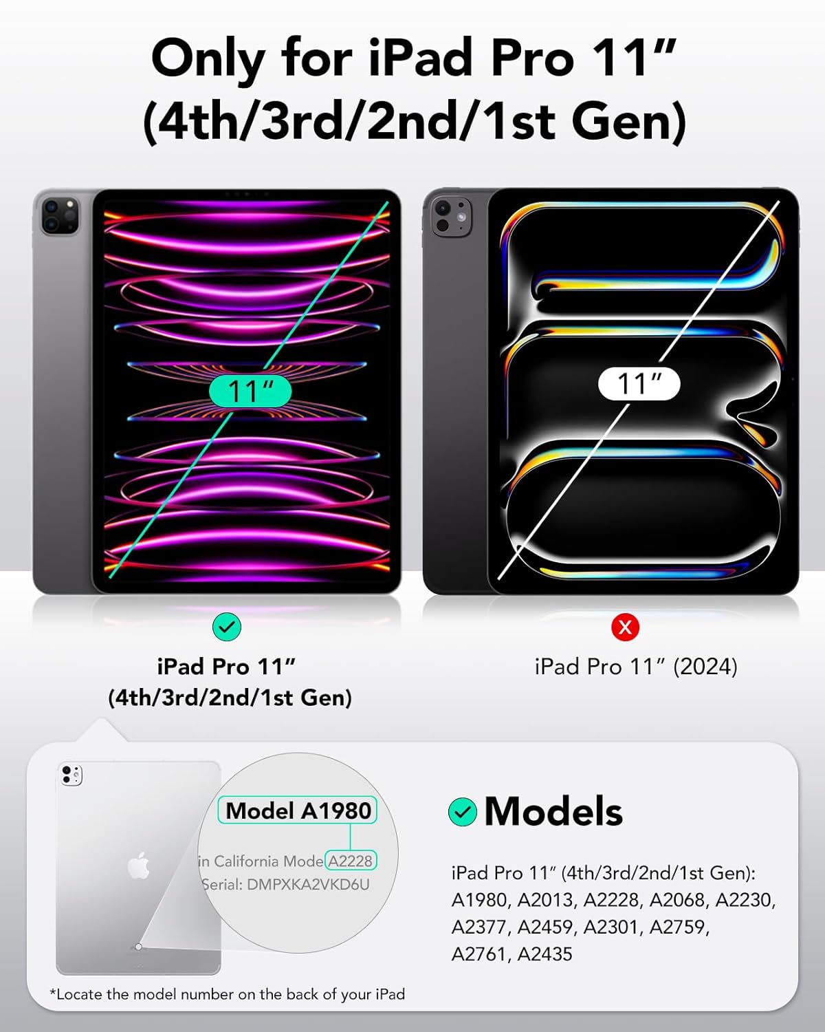 ESR for iPad Pro 11 inch Case, iPad Pro Cover with Pencil Holder, Detachable Magnetic Cover, Vertical Stand, Rebound 360 Series, Hybrid Case, Sky Blue