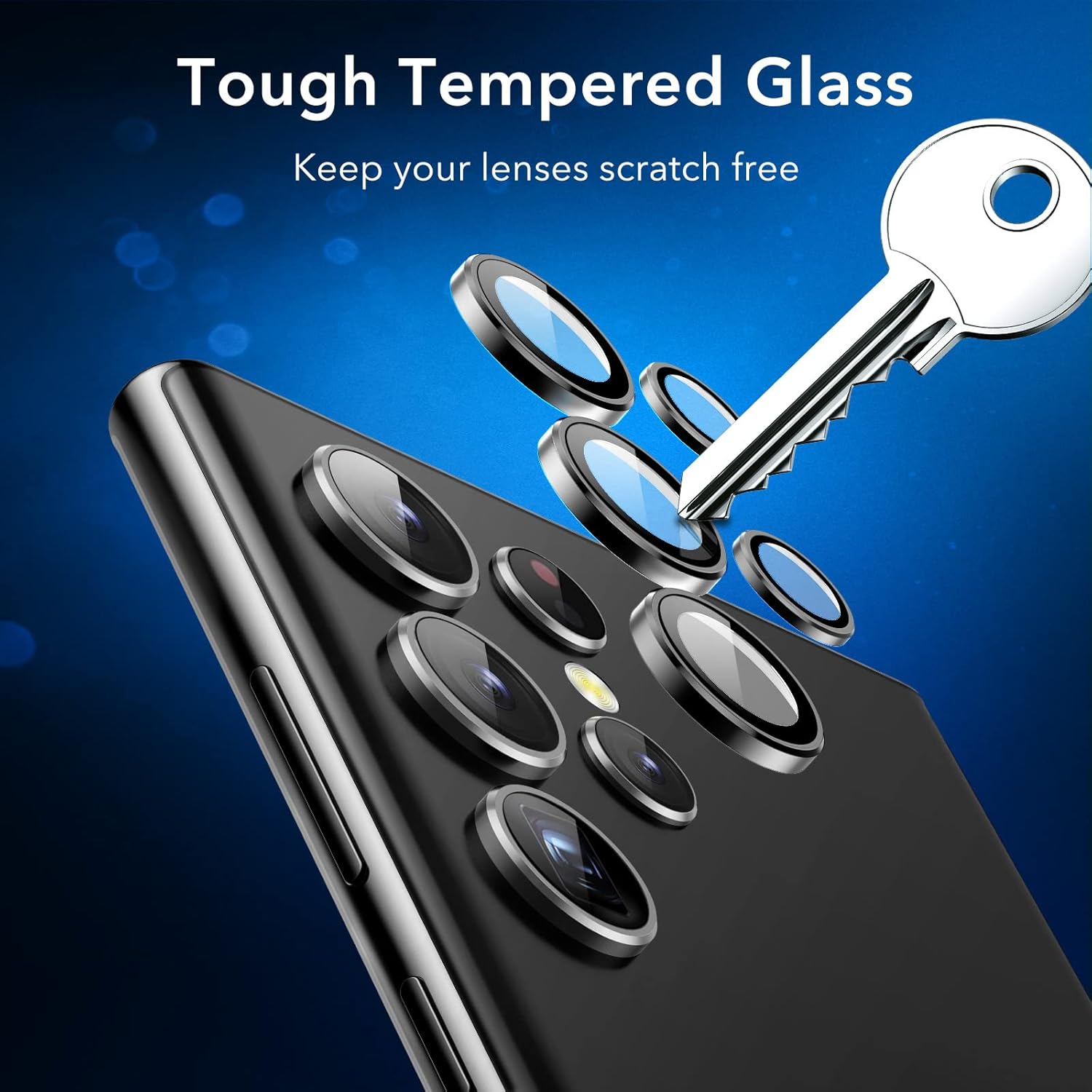 ESR for Samsung Galaxy S22 Ultra Camera Lens Protectors(2022), Individual Lens Protectors with Aluminum Edging, Military-Grade Protection, Scratch-Resistant, Ultra-thin Tempered Glass, 5 Piece, Black