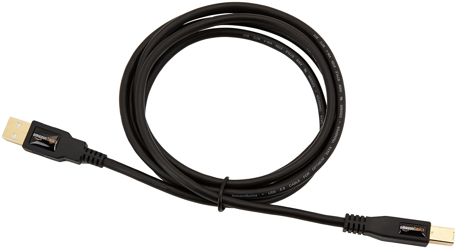 AmazonBasics USB 2.0 Cable - A-Male to B-Male for Personal Computer, Printer - 6 Feet (1.8 Meters)- Black