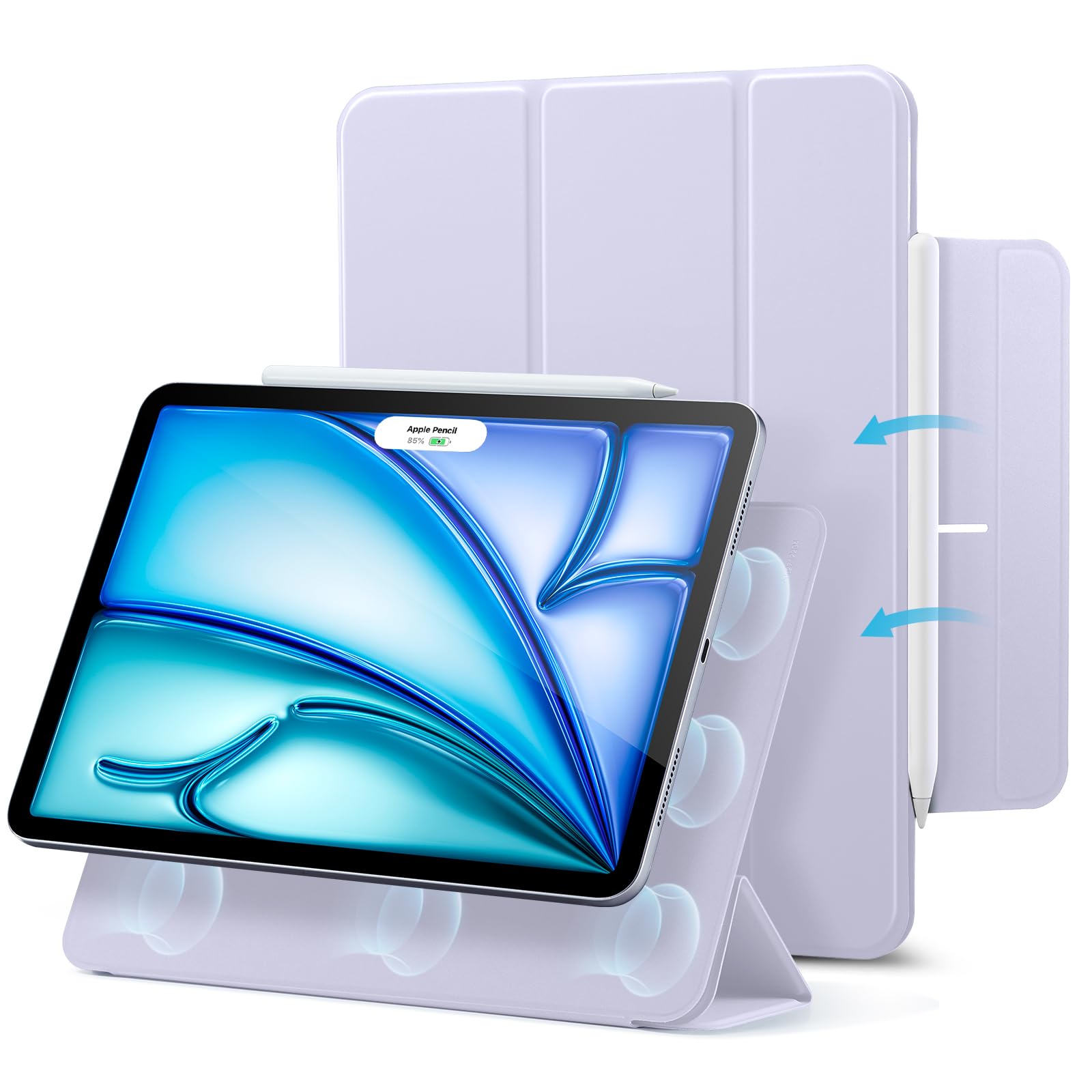 ESR for iPad Air 13 Inch Case M4/M3/M2 (2026/2025/2024), iPad Pro 12.9 Cover, Powerful Magnetic Attachment, Slim Trifold Stand Case, Supports Pencil Pro & Pencil (USB-C), Rebound Series, Pink