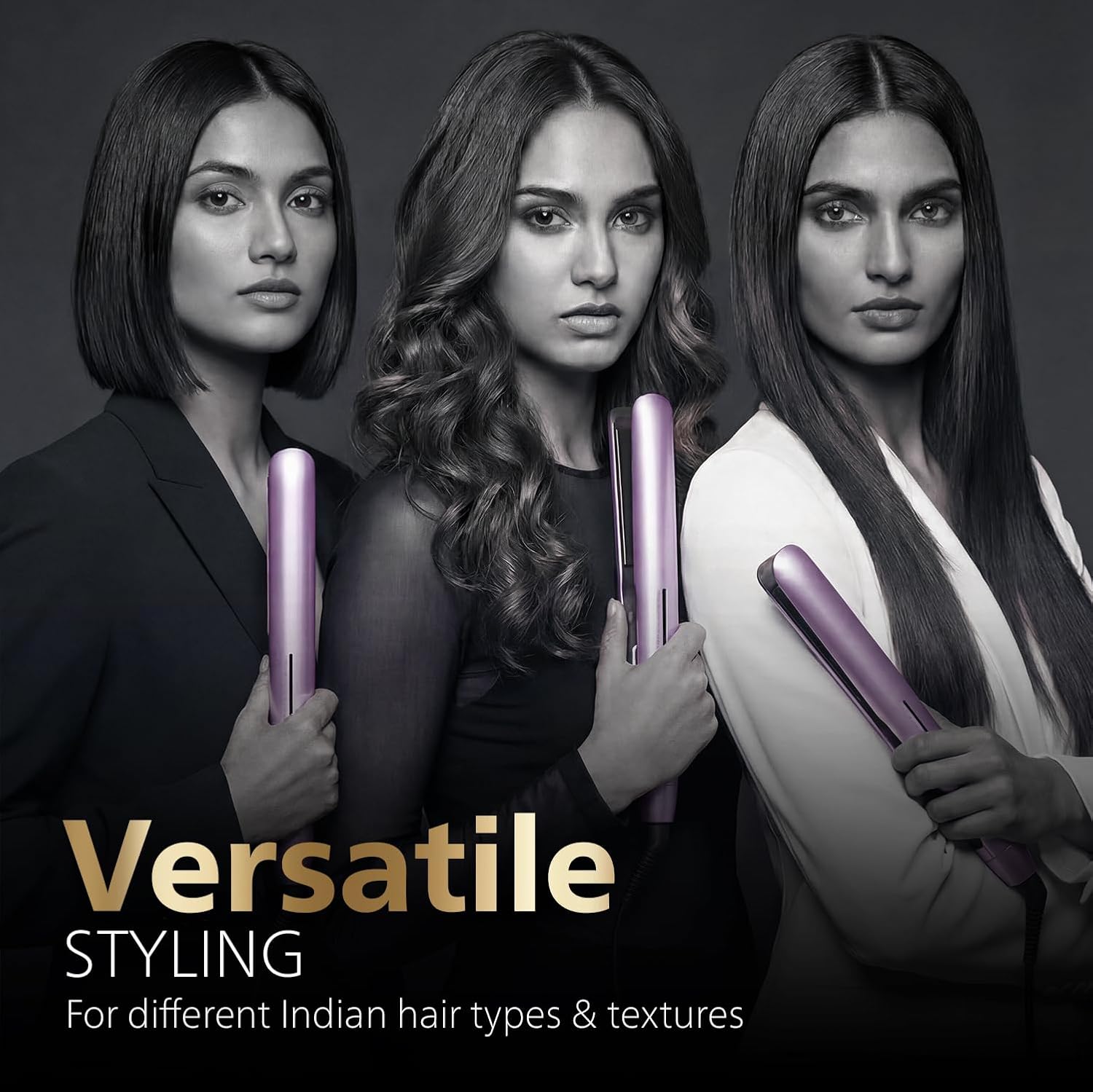Philips India's No.1 Hair Styling Brand - One Stroke Hair Straightener | 50% Faster Straightening | 3 days salon-like hair | 12 Temperature Settings (120–230°C) Designed for Indian Hair | BHS530