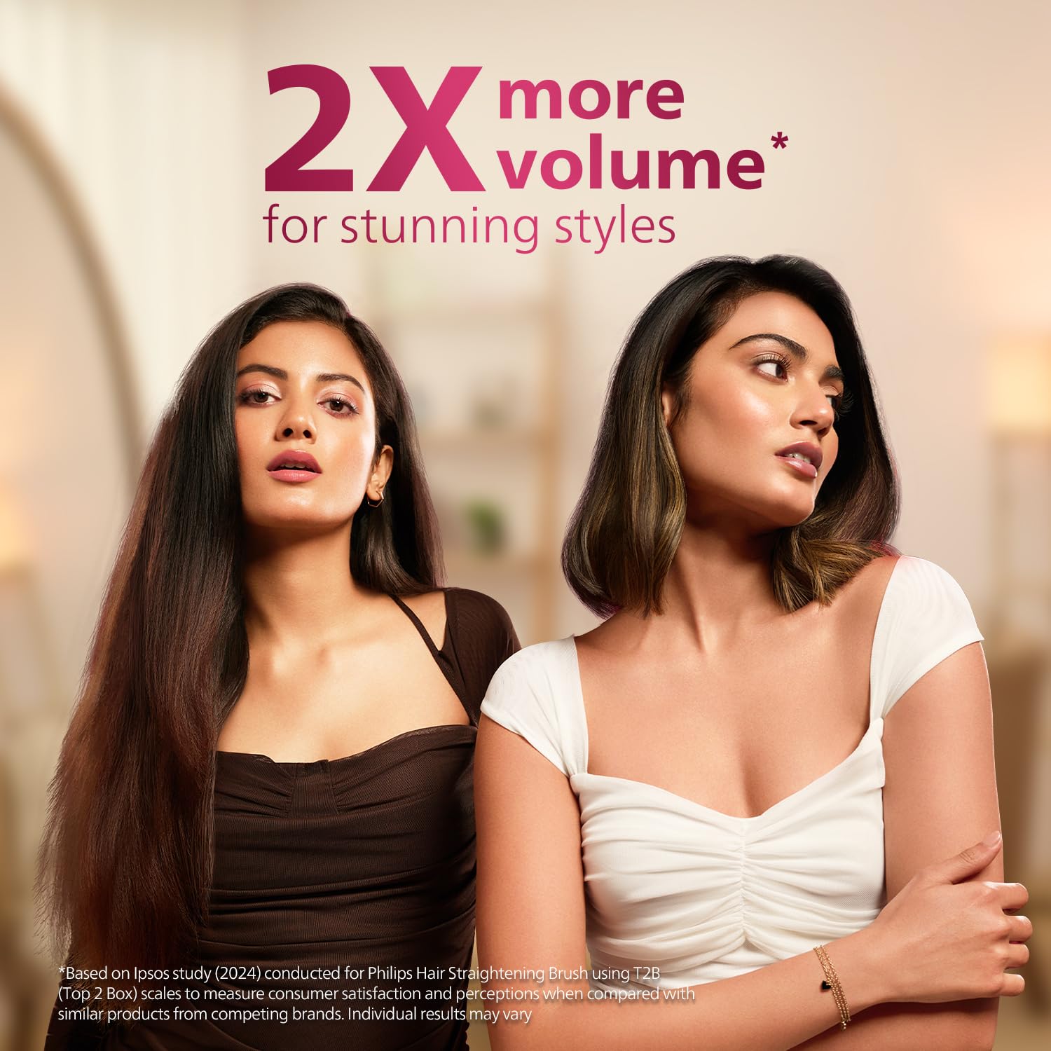 Philips India's No.1 Hair Styling Brand -Hair Straightener Brush, Naturally Straight in 5 Mins,5X Less Frizz,SilkProtect Keratin Tech,Triple Bristle Fast 50s Heatup,Scalp Protect,For Indian Hair,BHH880