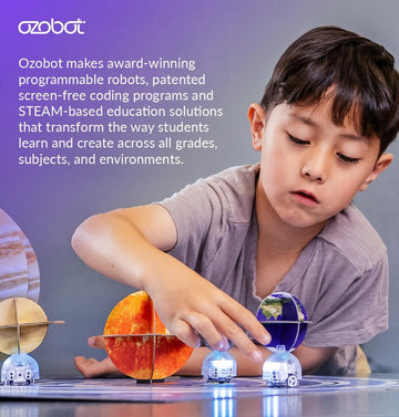 Ozobot Evo Entry Kit: Interactive STEM Coding Robot for Kids Ages 5+, Screen-Free Learning with Color Code Markers, Blockly Programming, Includes Charging Cable & Protective Case, Educator Approved