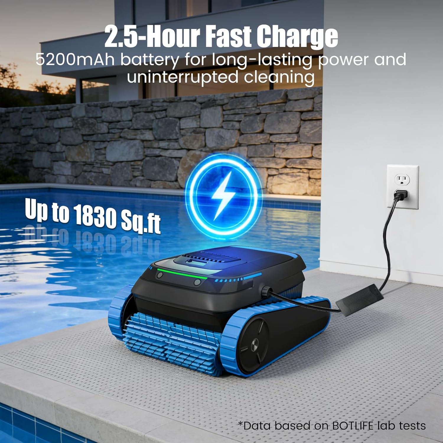 PC20 Automatic Robotic Pool Cleaner, Cordless Pool Vacuum Robot for Inground & Above Ground Pools, Smart Navigation, Self-Parking, 5000GPH Suction, Cleans Floor, Wall & Waterline