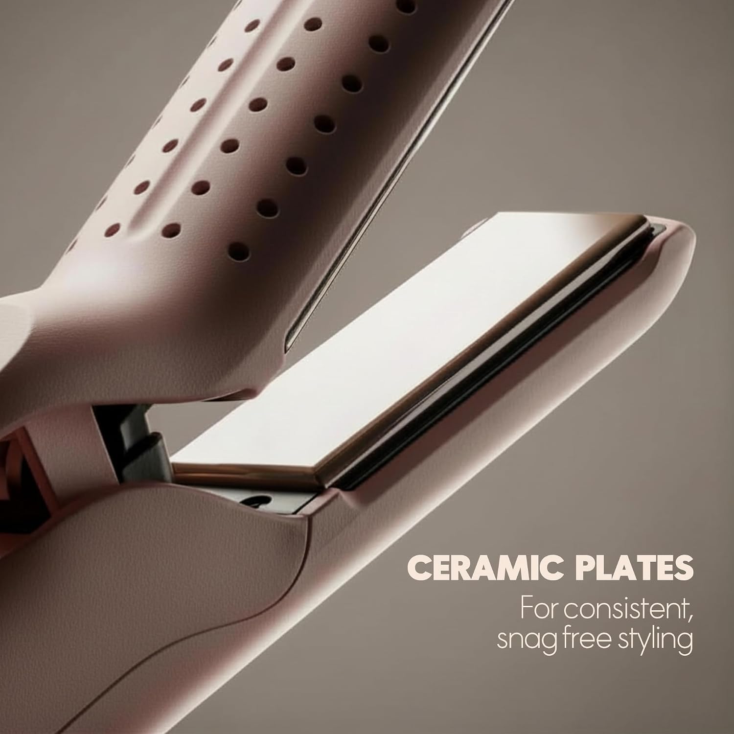 ELLE Hair Straightener Curler Ceramic Plates Airflow Technology | Ceramic-coated plates, airflow technology, fast heat-up, lightweight ergonomic design for home or travel use