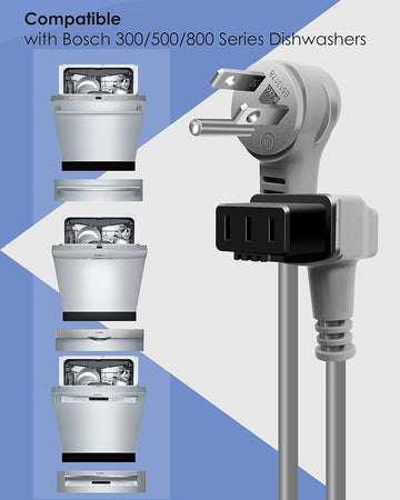 Bosch 300 500 800 Series Dishwasher Power Cord 00752018 - Compatible Junction Box and Power Cord Assembly - Replace SMZPC002UC Proprietary AC Charger Cable