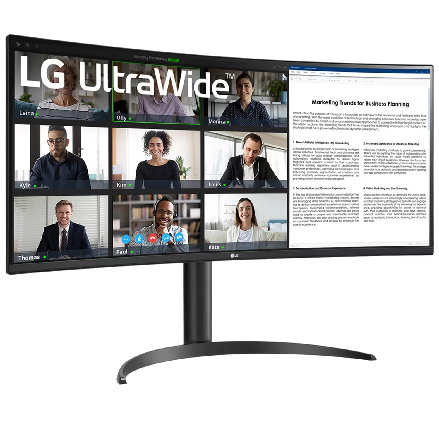 LG 34WR55QK 86.42 cm (34 Inch) 21:9 UltraWide WQHD (3440x1440) Curved Monitor(1800R), sRGB 99%(Typ.), HDR10, Anti-Glare, HDMI X 2, DP, USB-C (PD 65W), HP Out, PBP, Tilt/Height Adjustable Stand (Black)