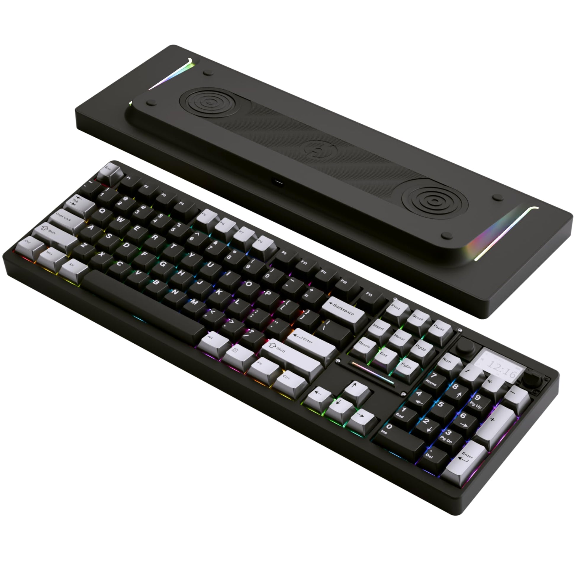 OOCTPK Wireless Mechanical Keyboard, Chilkey ND104 Gaming Keyboard 106% Hot Swappable Custom Keyboard with Knob, RGB Backlit, Bluetooth 5.4/2.4GHz/USB-C, Full-Aluminum, PC/Mac Support (43.8×14×3.5cm)
